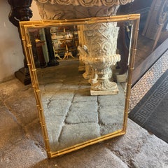 1970s Hollywood Regency Bamboo Shaped Brass Italian Wall MIrror