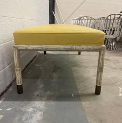1970s Hollywood Regency Bench with Handpainted Trompe L'Oeil Faux Bamboo Details
