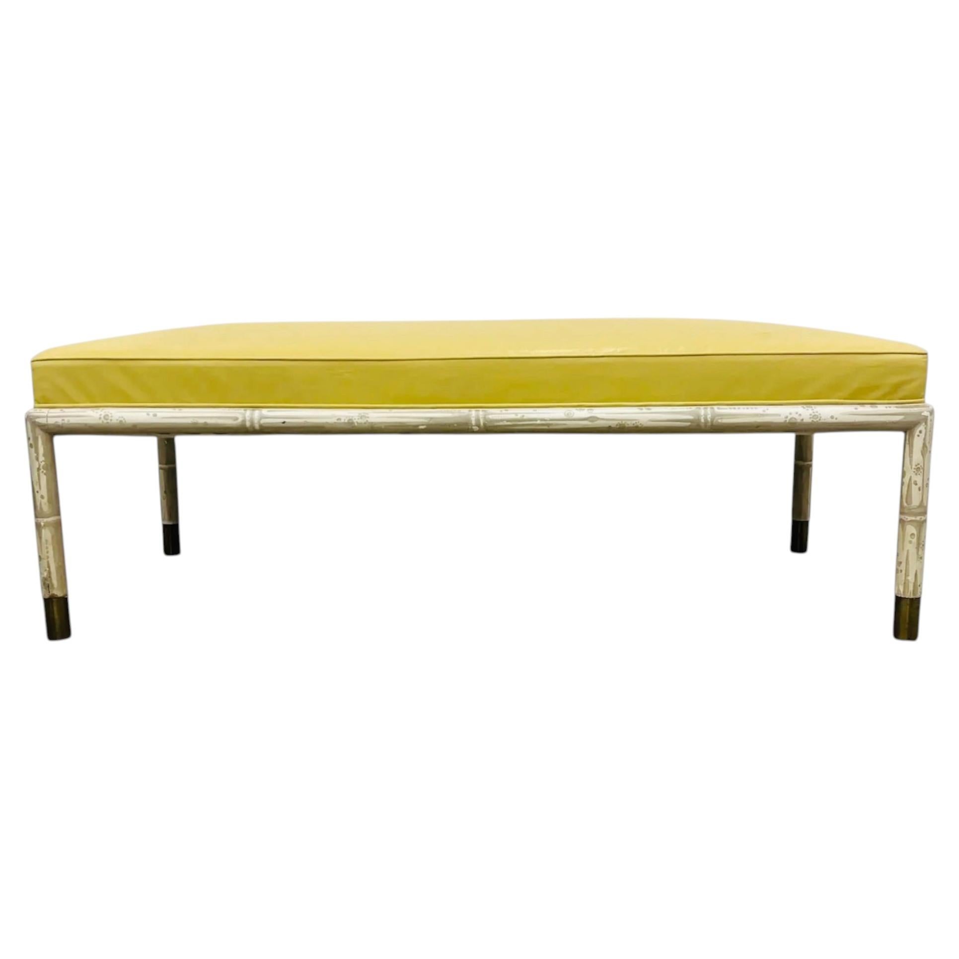 1970s Hollywood Regency Bench with Handpainted Trompe L'Oeil Faux Bamboo Details For Sale