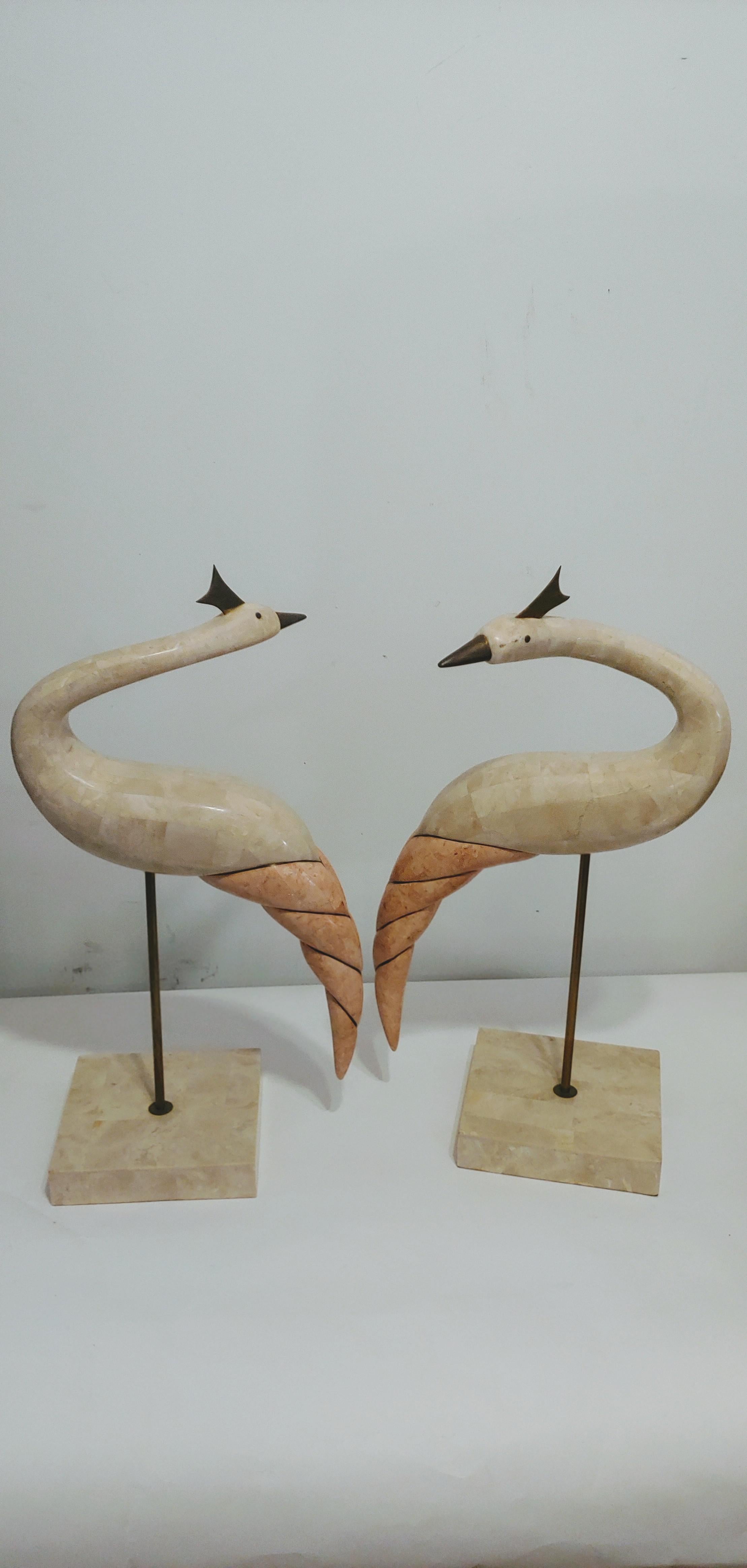 Tessellated stone and brass bird sculptures
Made in the 1970s.