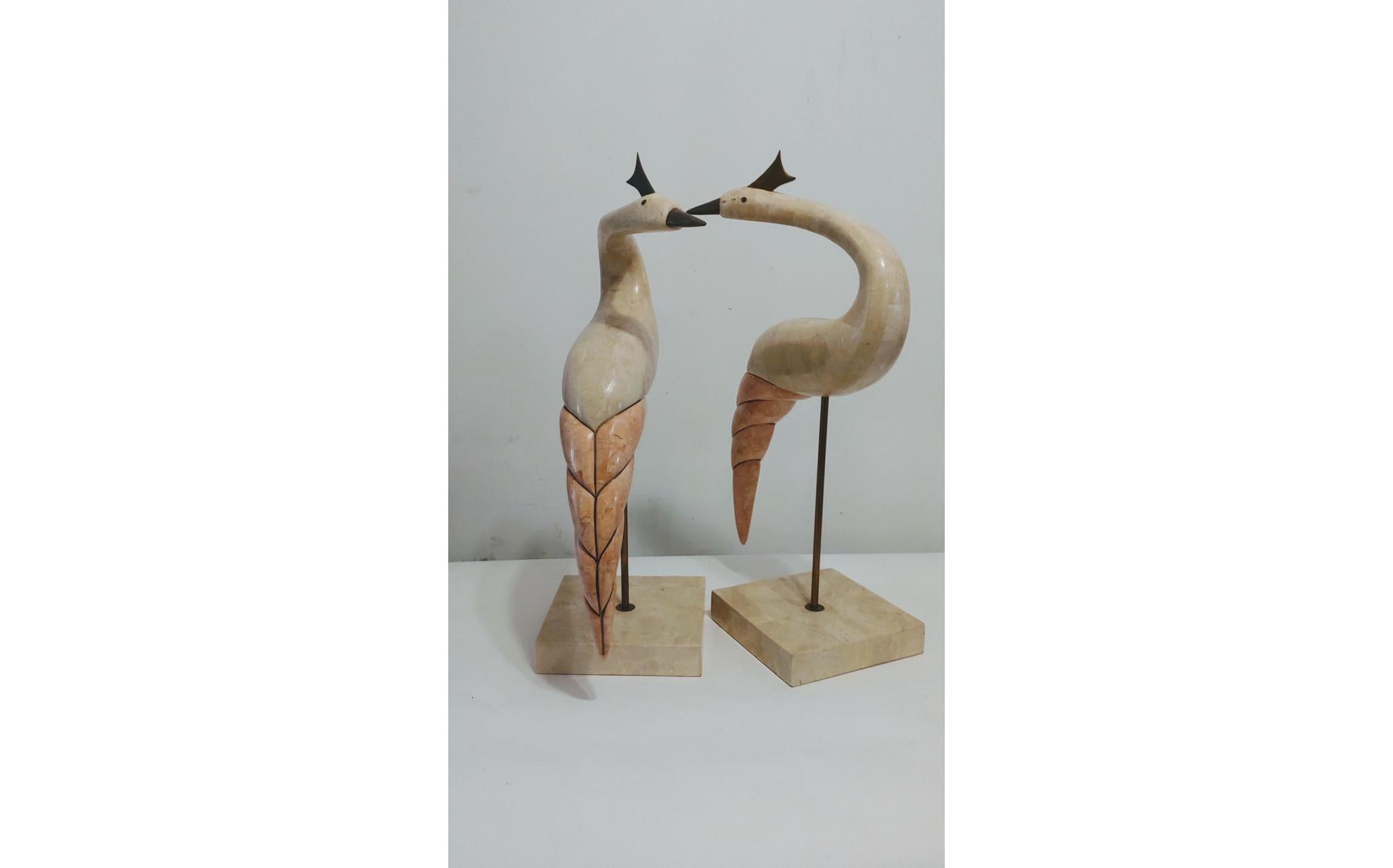 Brass 1970s Hollywood Regency Bird Sculptures, a Pair For Sale