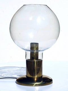 1970s Hollywood Regency Blown Glass and Brass Table Lamp
