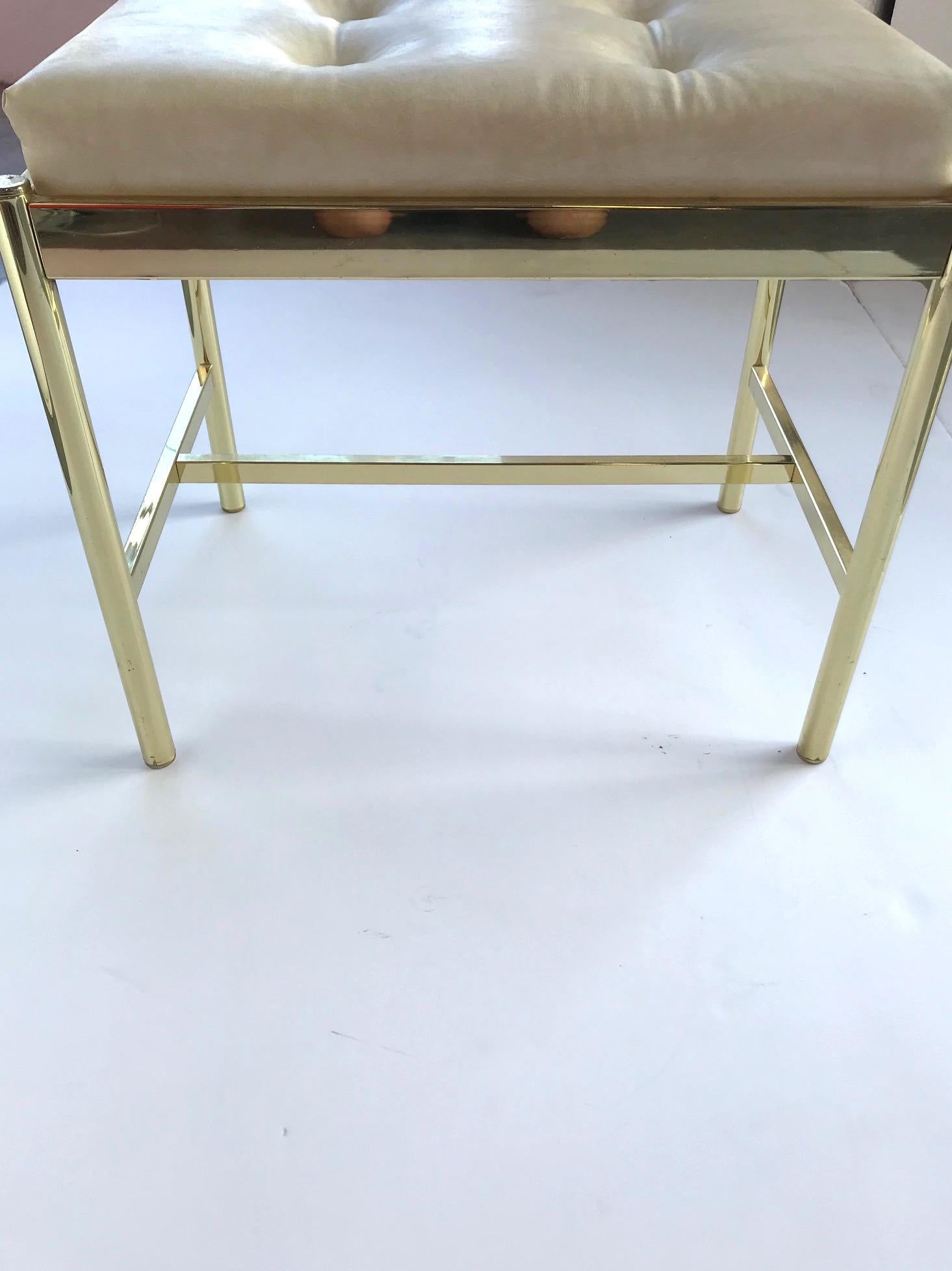 1970s Hollywood Regency Brass Bench in Naugahyde 4