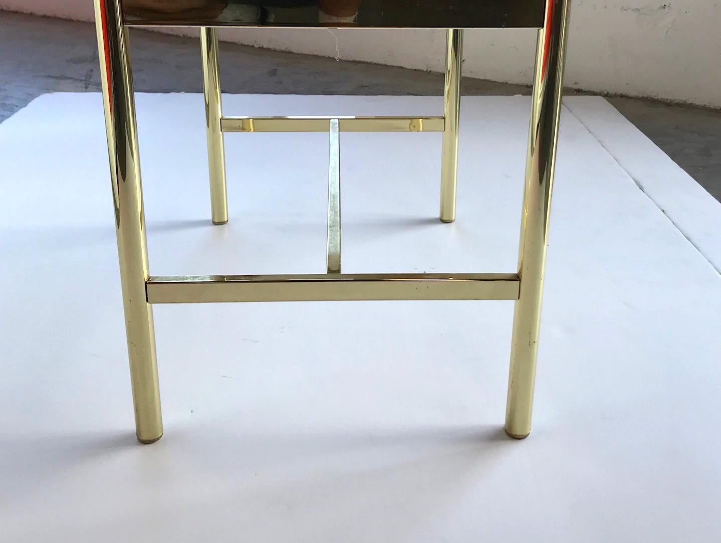 1970s Hollywood Regency Brass Bench in Naugahyde 6