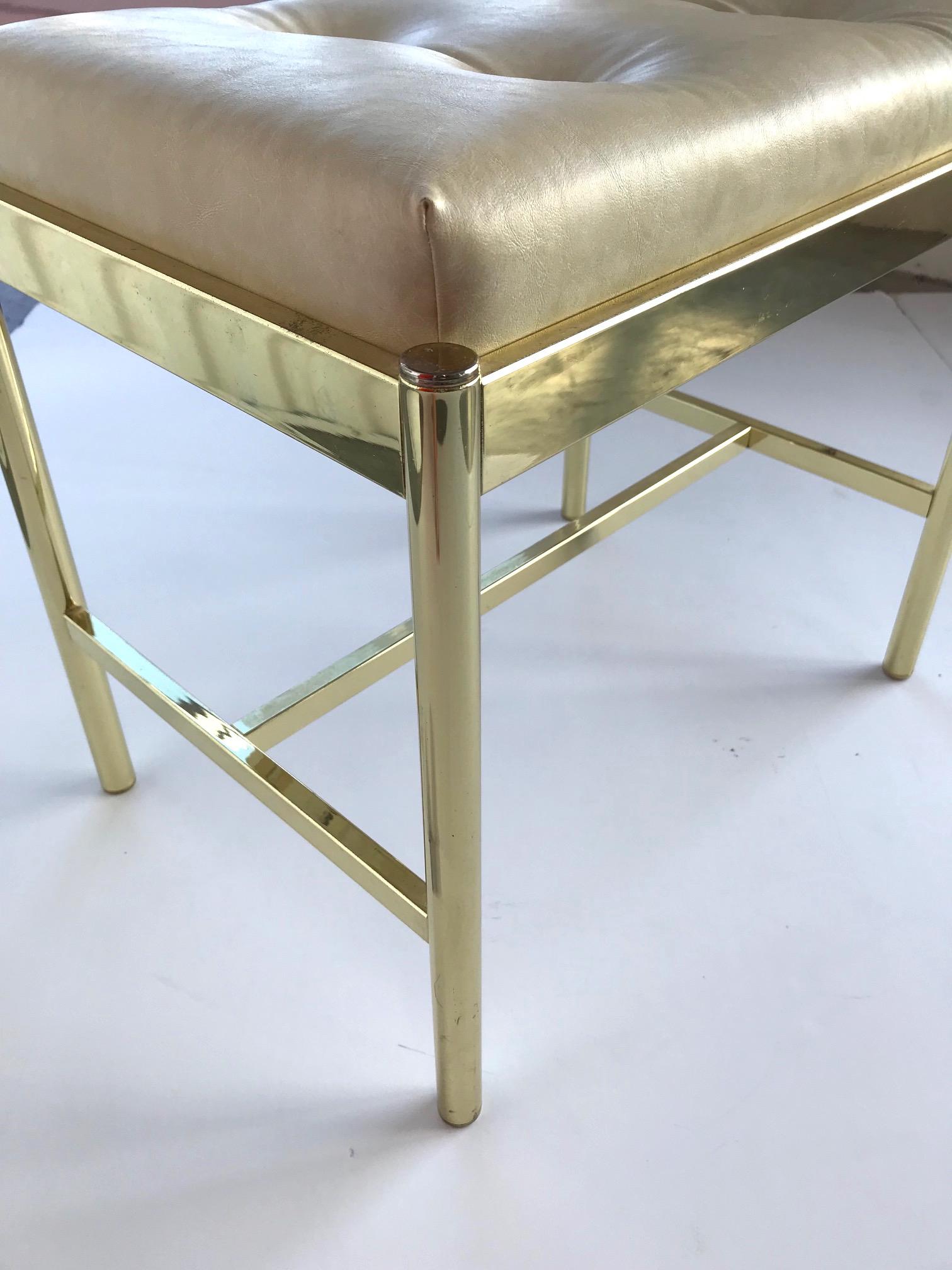 1970s Hollywood Regency Brass Bench in Naugahyde In Good Condition In Fort Lauderdale, FL