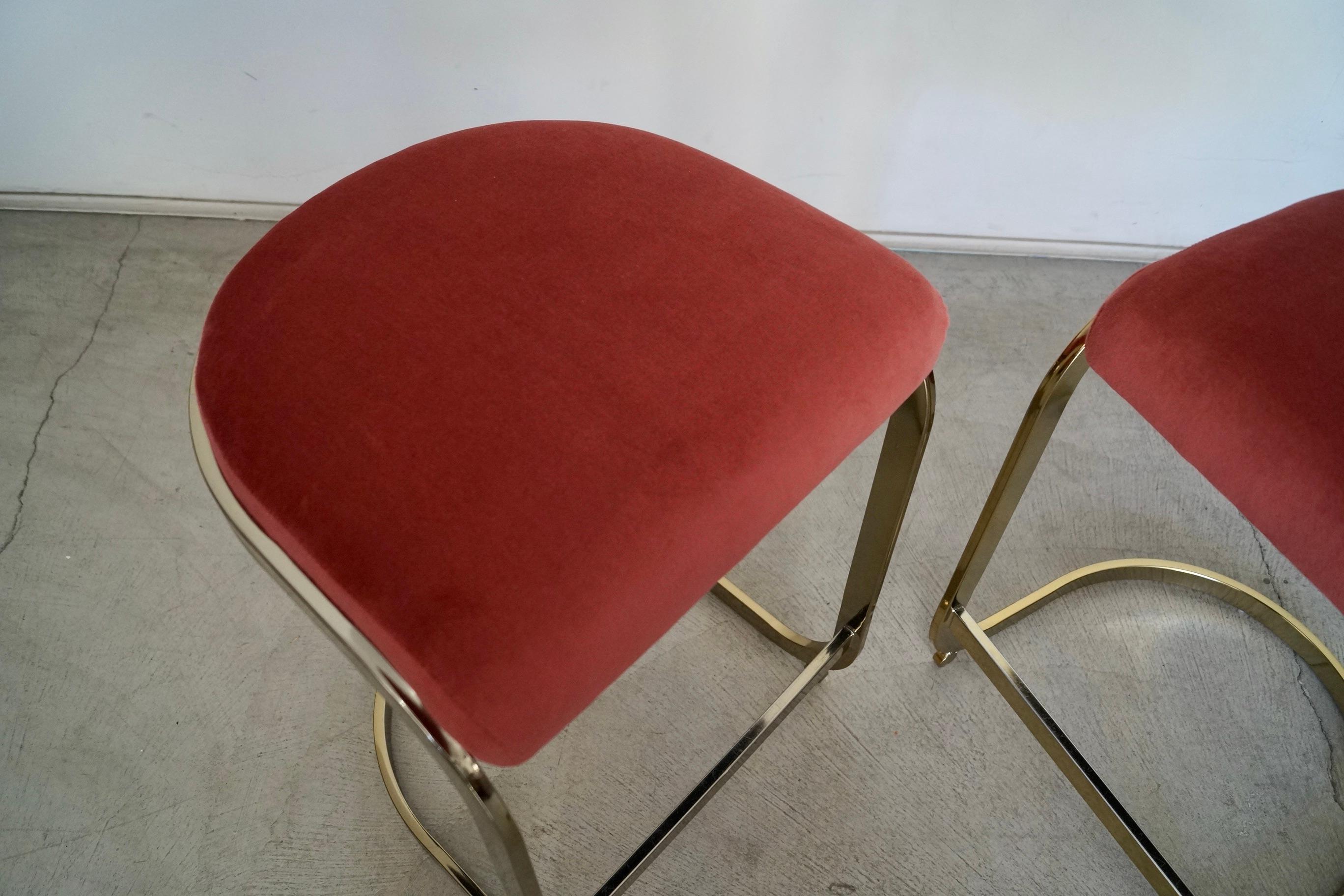 1970s Hollywood Regency Brass Counter Stools, a Pair For Sale 8