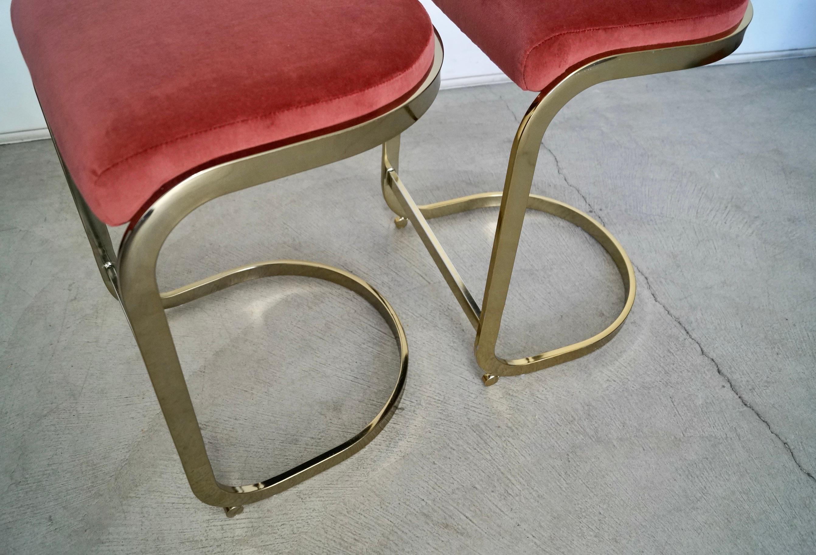 1970s Hollywood Regency Brass Counter Stools, a Pair For Sale 10