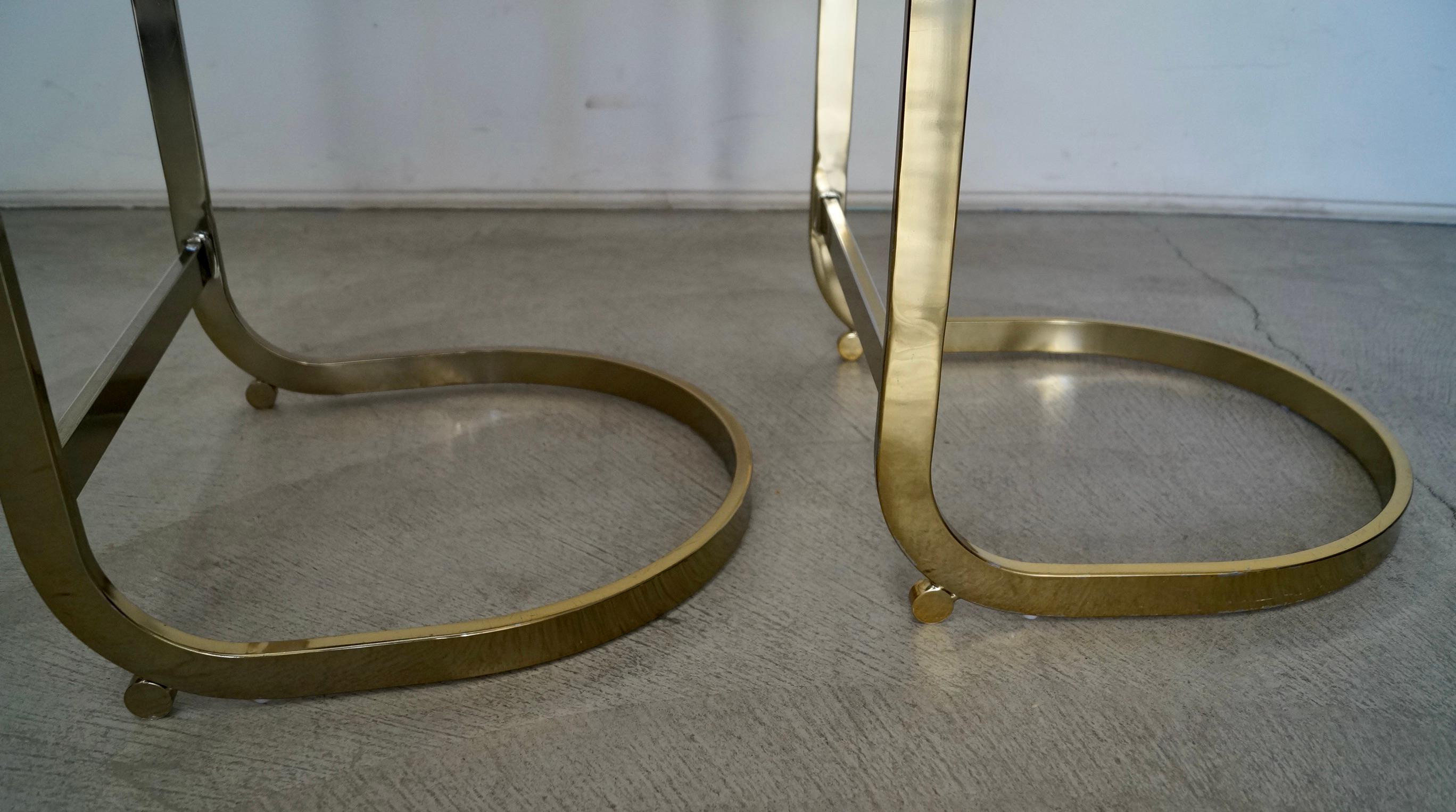 1970s Hollywood Regency Brass Counter Stools, a Pair For Sale 11