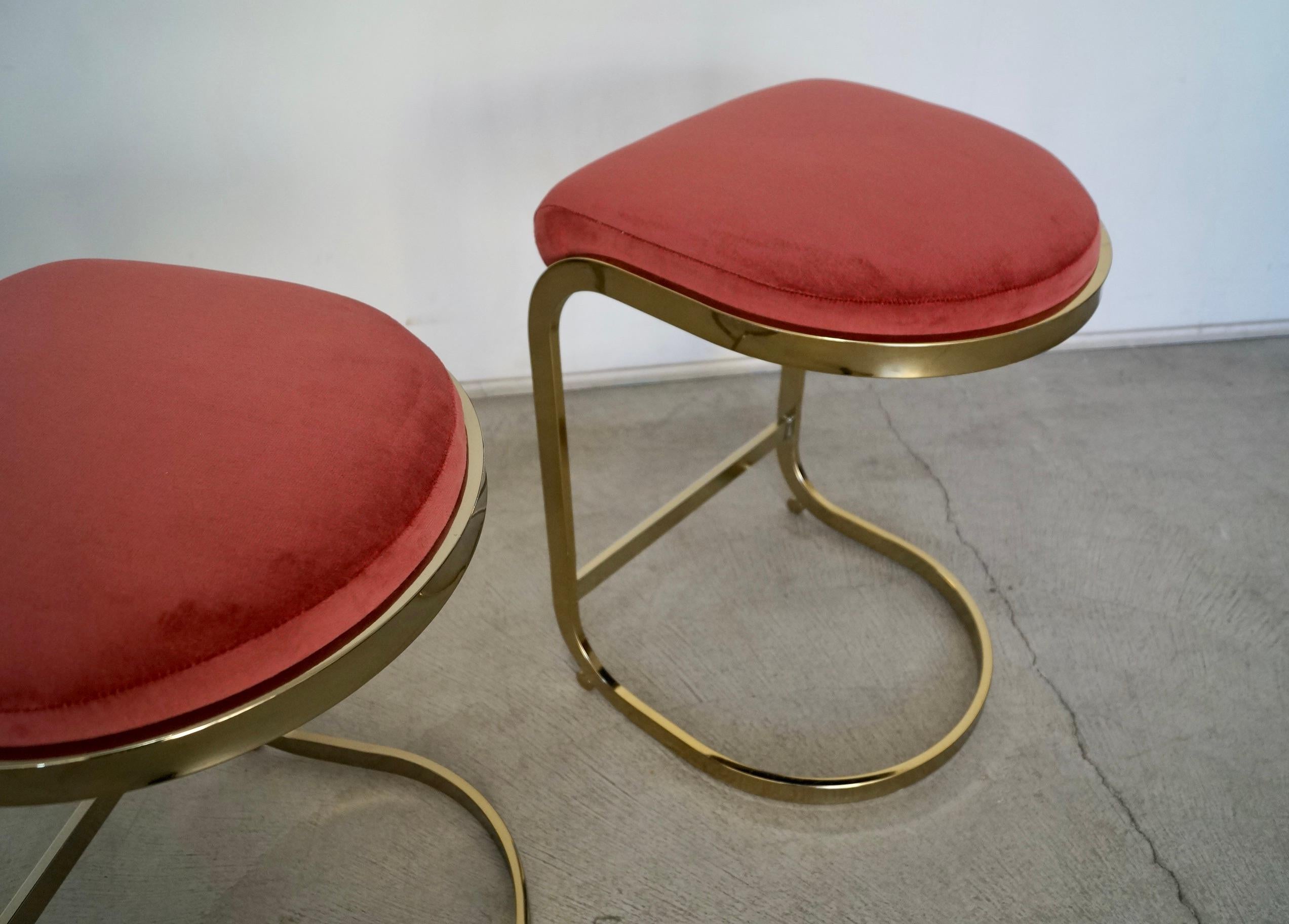 1970s Hollywood Regency Brass Counter Stools, a Pair For Sale 12