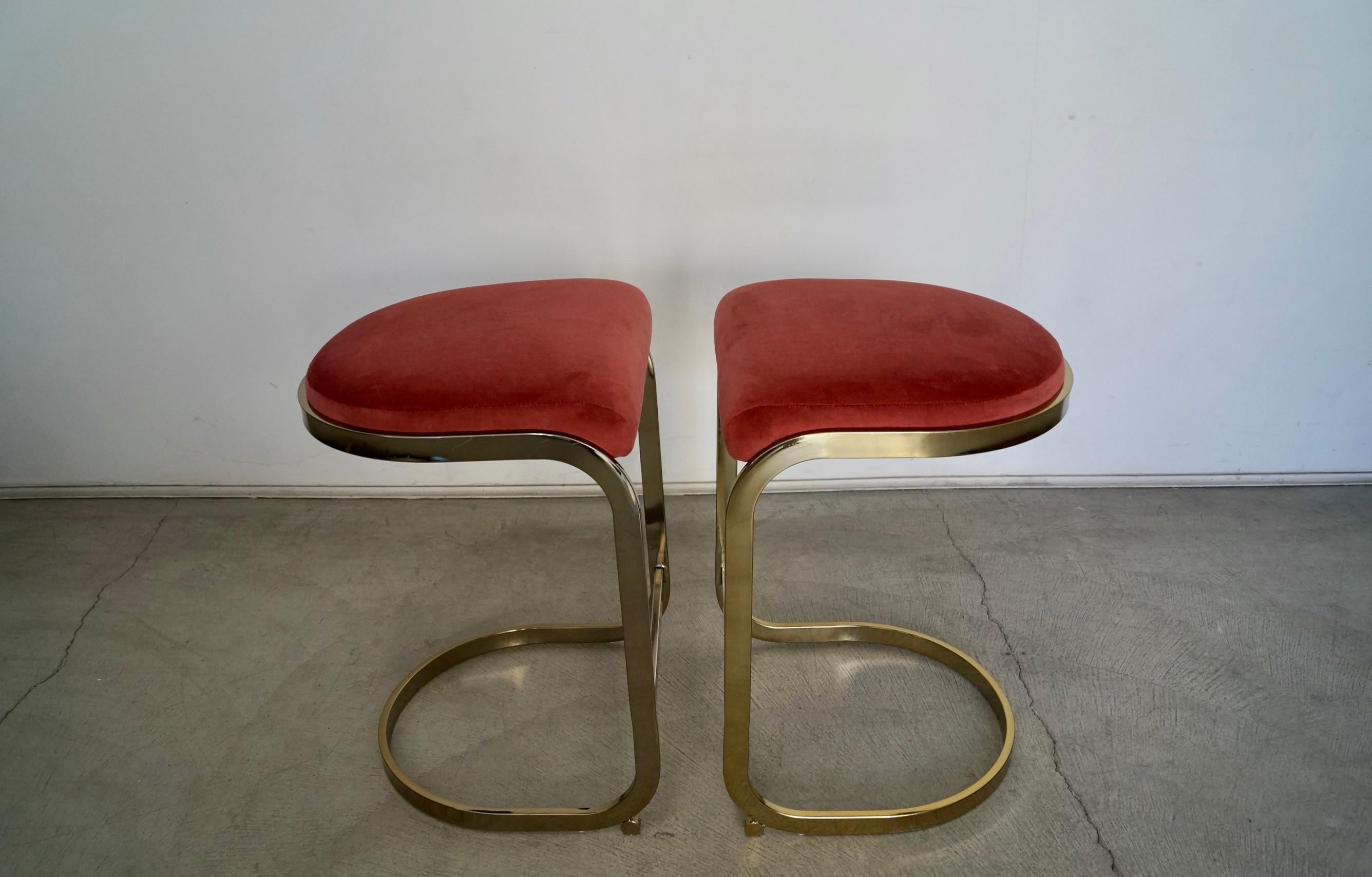 1970s Hollywood Regency Brass Counter Stools, a Pair For Sale 4