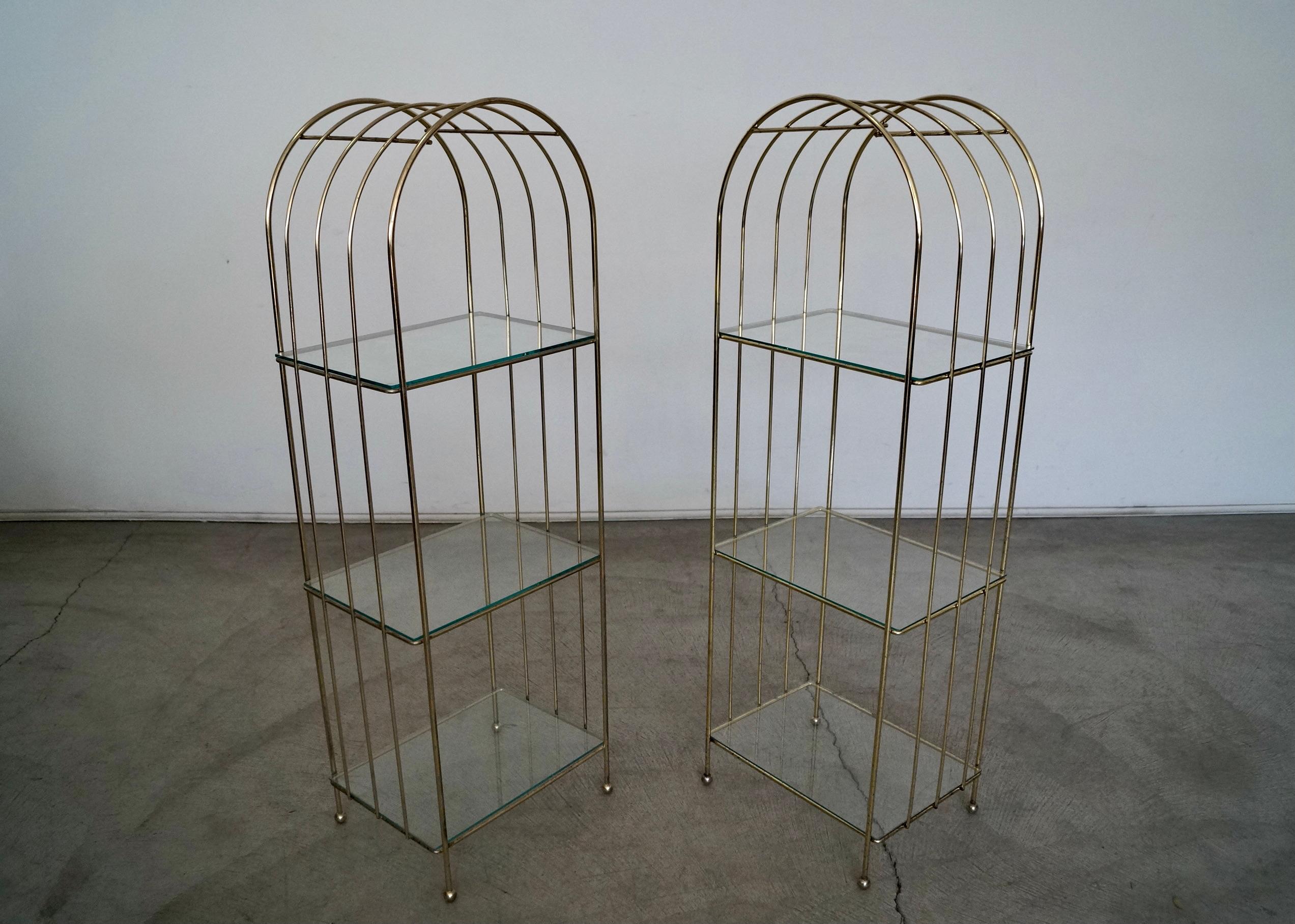 1970's Hollywood Regency Brass Etagere Shelves, a Pair For Sale 3