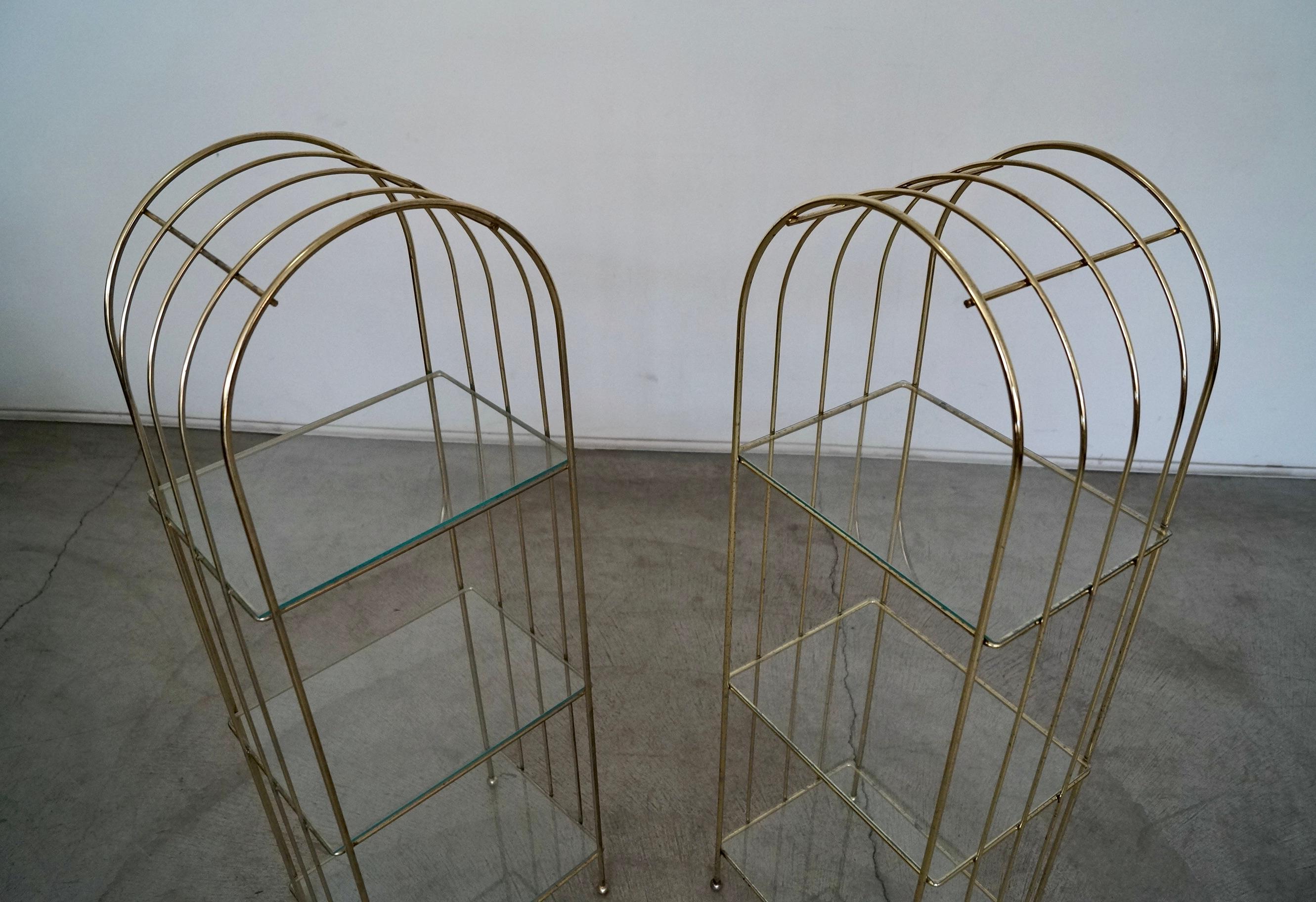 1970's Hollywood Regency Brass Etagere Shelves, a Pair For Sale 4