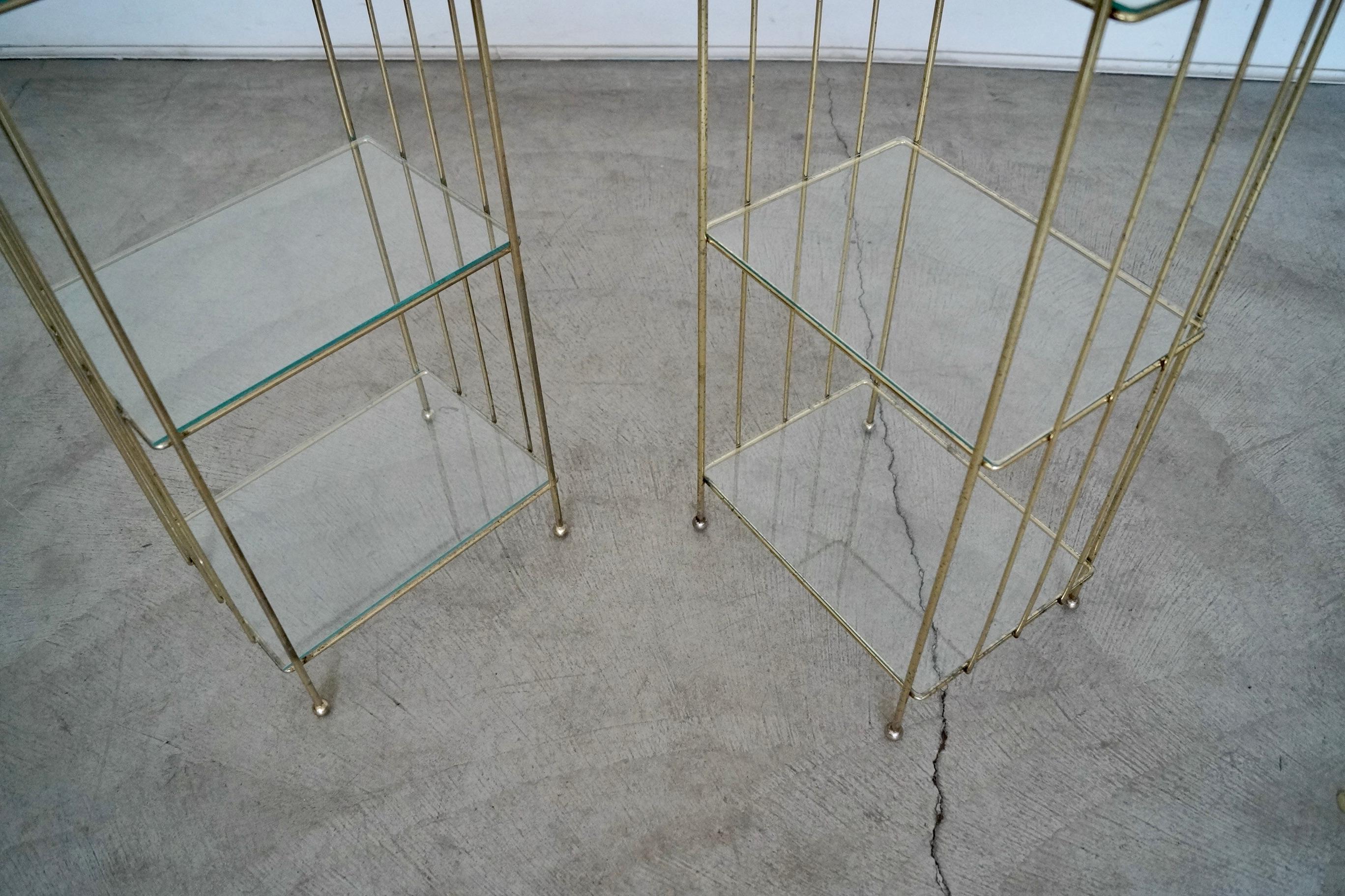 1970's Hollywood Regency Brass Etagere Shelves, a Pair For Sale 5