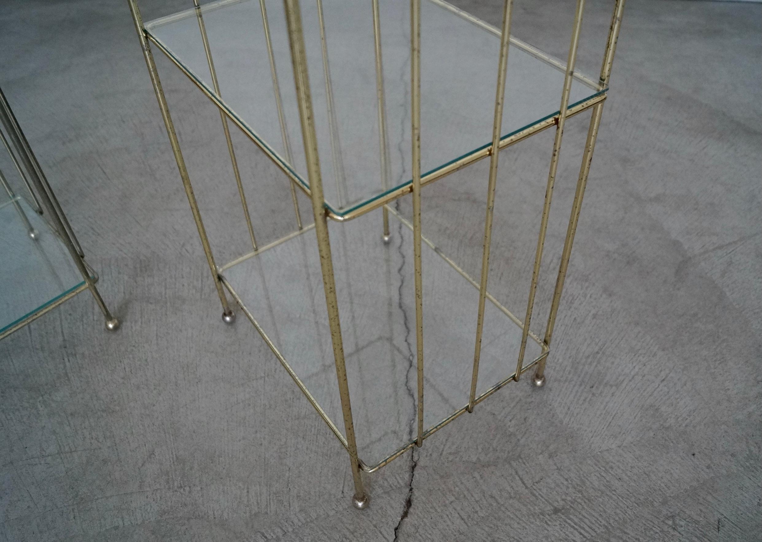 1970's Hollywood Regency Brass Etagere Shelves, a Pair For Sale 7