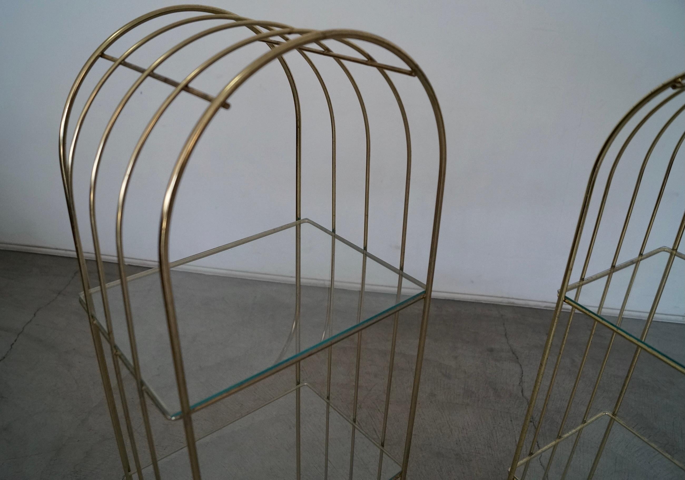 1970's Hollywood Regency Brass Etagere Shelves, a Pair For Sale 8