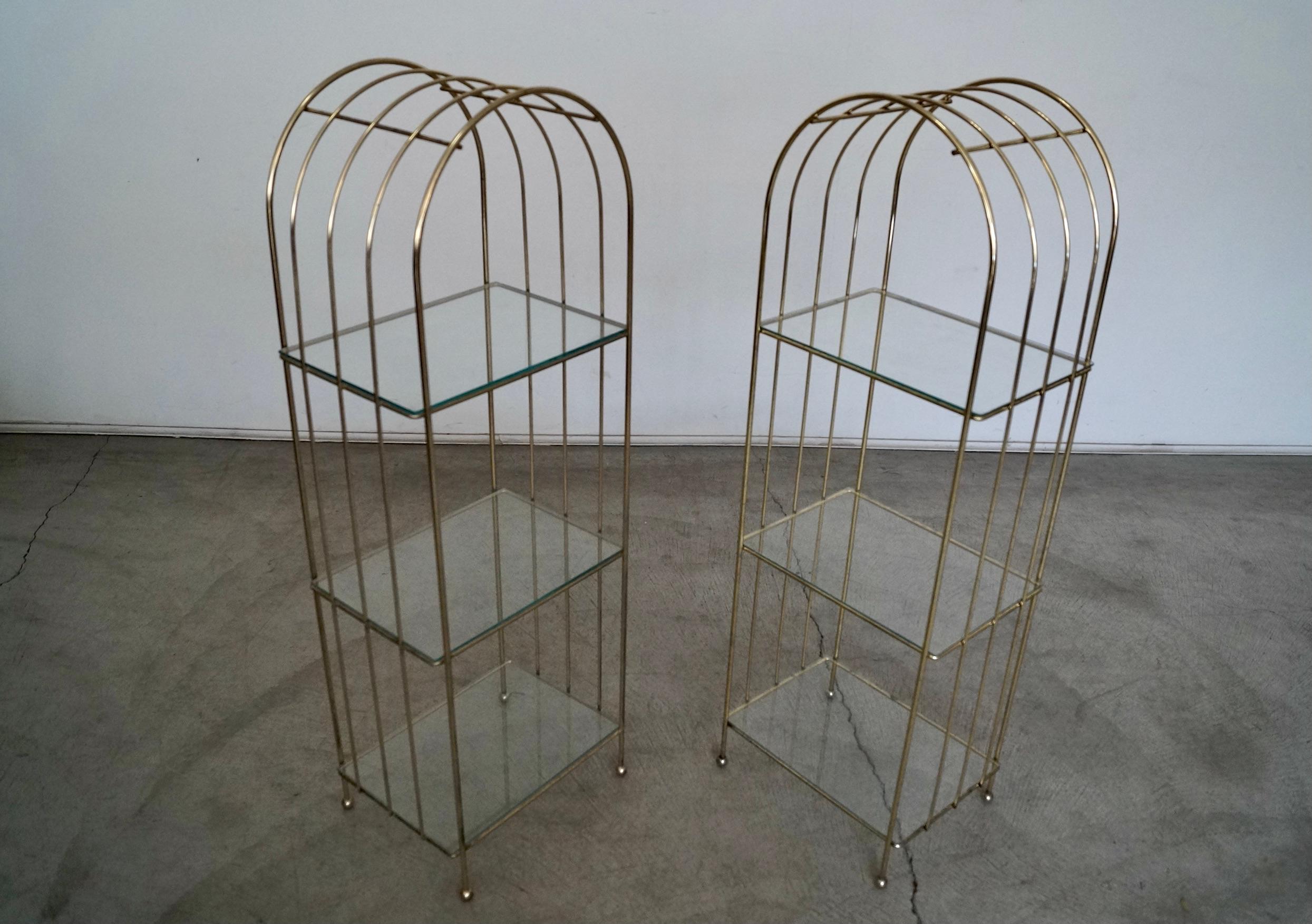 1970's Hollywood Regency Brass Etagere Shelves, a Pair For Sale 11