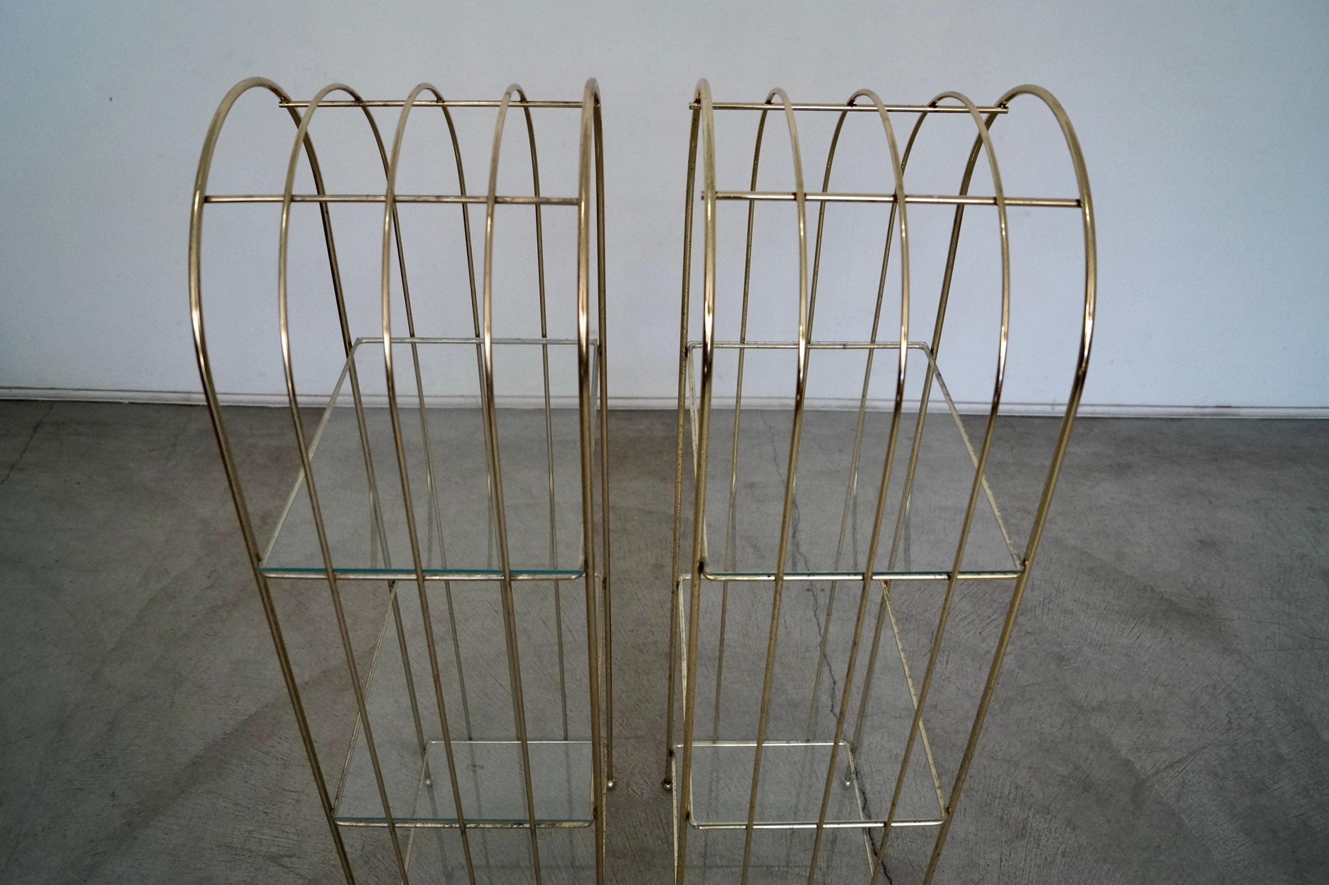1970's Hollywood Regency Brass Etagere Shelves, a Pair For Sale 1
