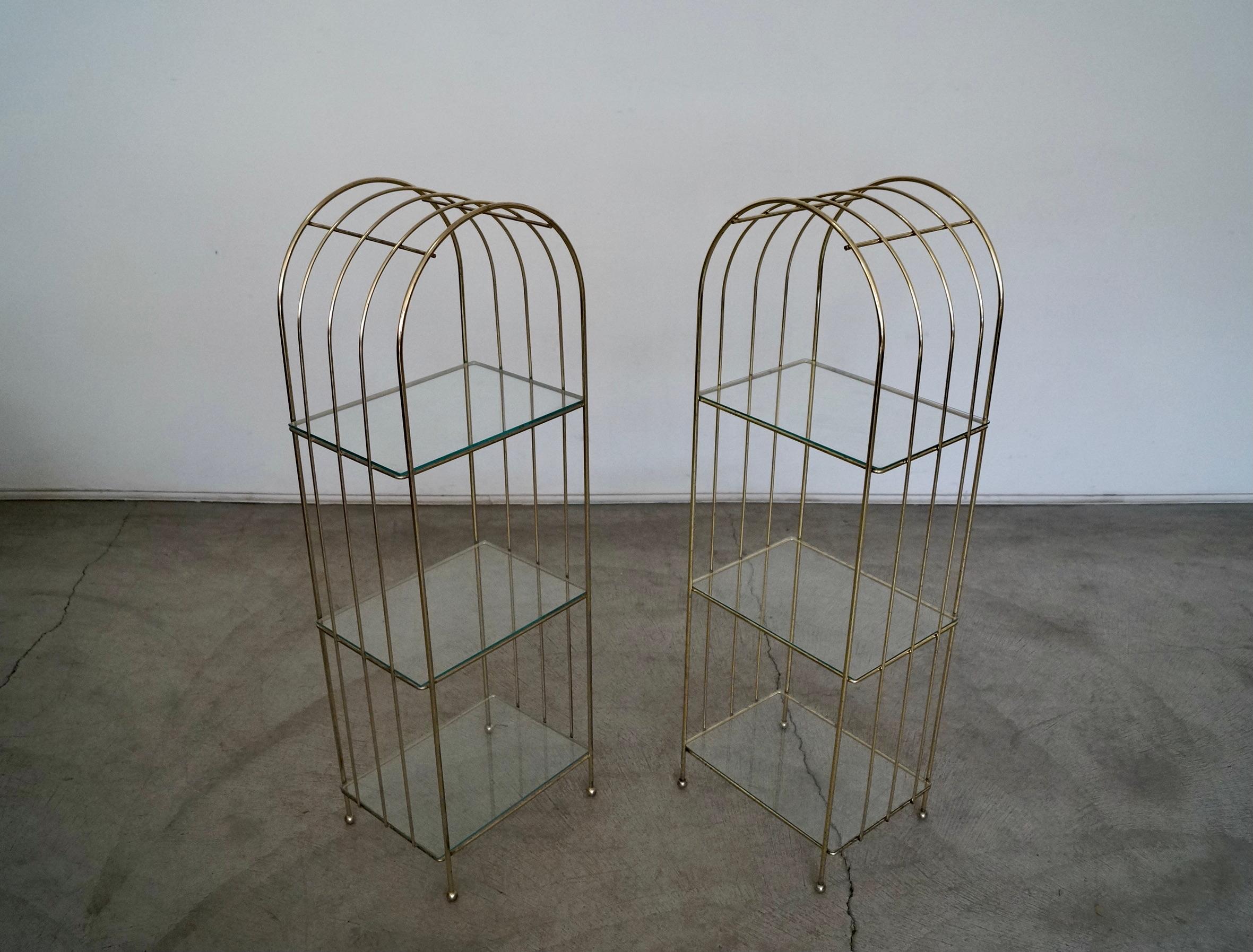 1970's Hollywood Regency Brass Etagere Shelves, a Pair For Sale 2