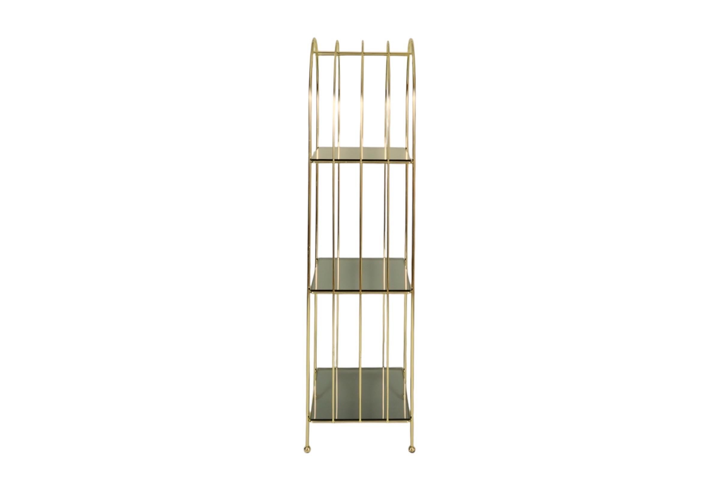 1970's Hollywood Regency Brass & Glass Etagere Shelves In Good Condition For Sale In Bradenton, FL