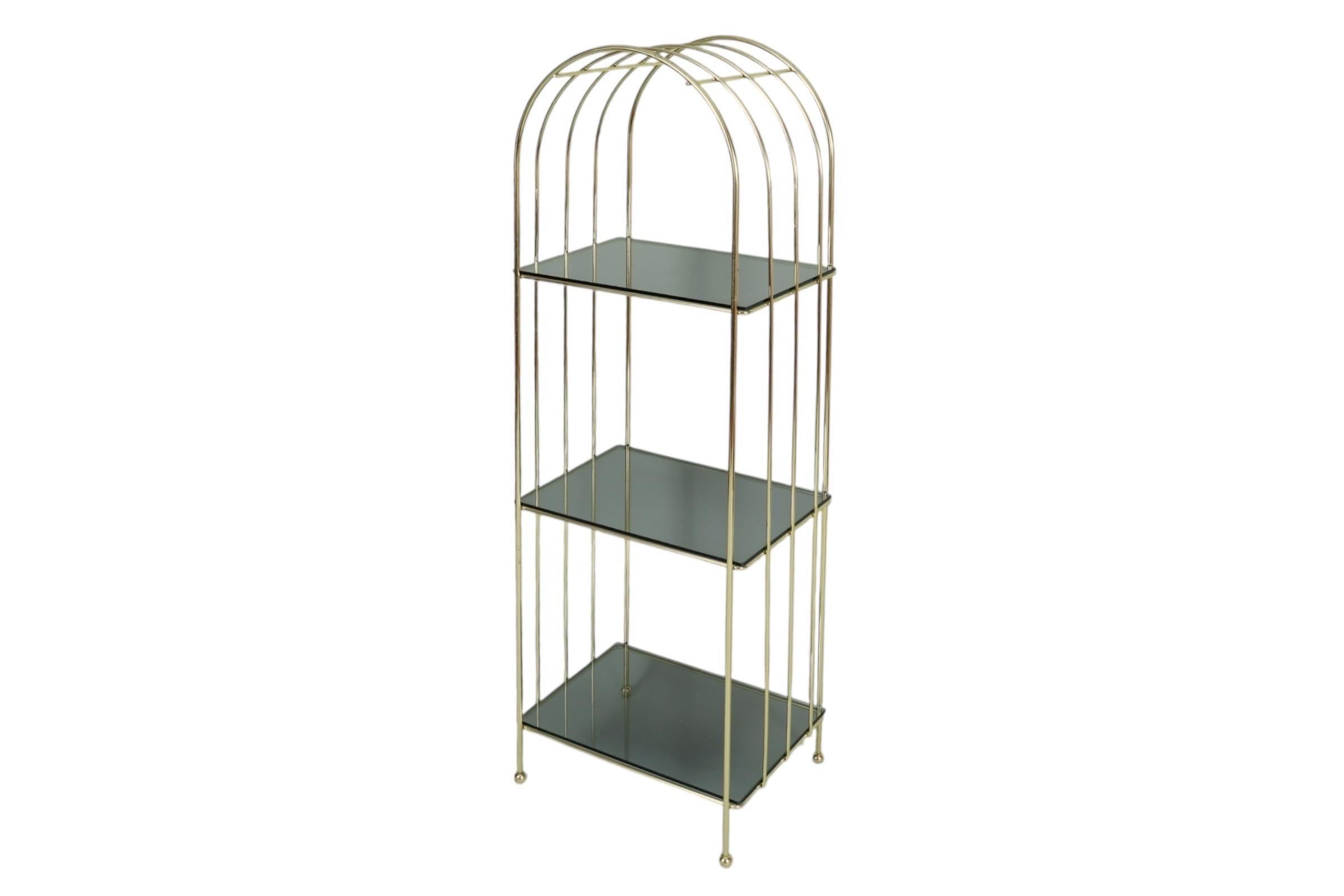 Late 20th Century 1970's Hollywood Regency Brass & Glass Etagere Shelves For Sale