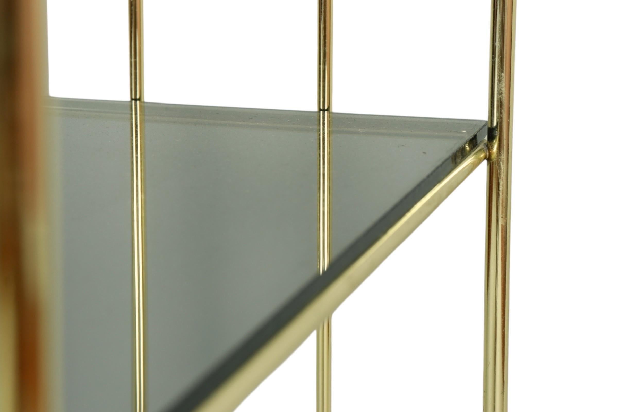 1970's Hollywood Regency Brass & Glass Etagere Shelves For Sale 2