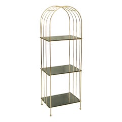 1970's Hollywood Regency Brass & Glass Etagere Shelves