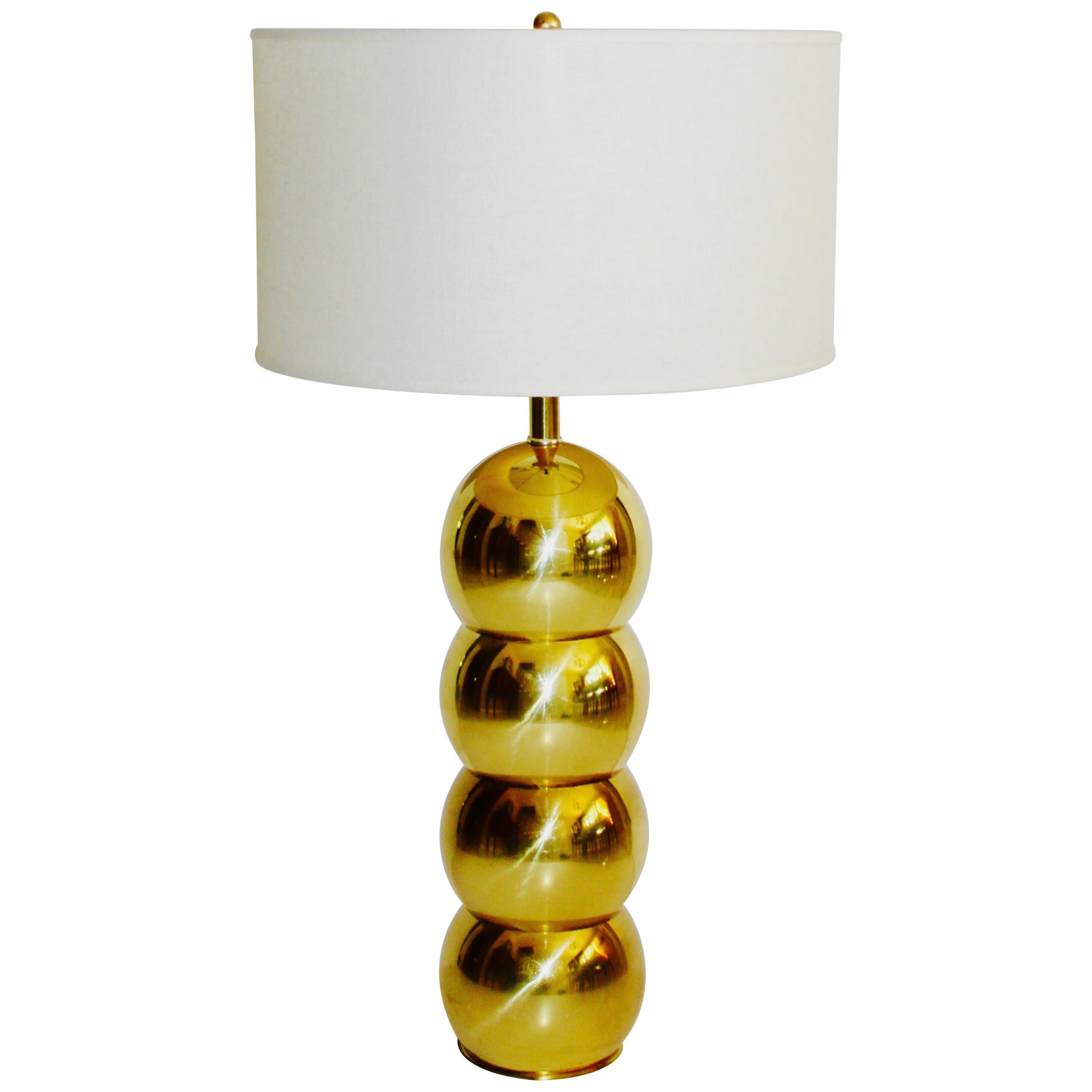 Kovacs Style Stacked Brass Orb Table Lamp at 1stDibs