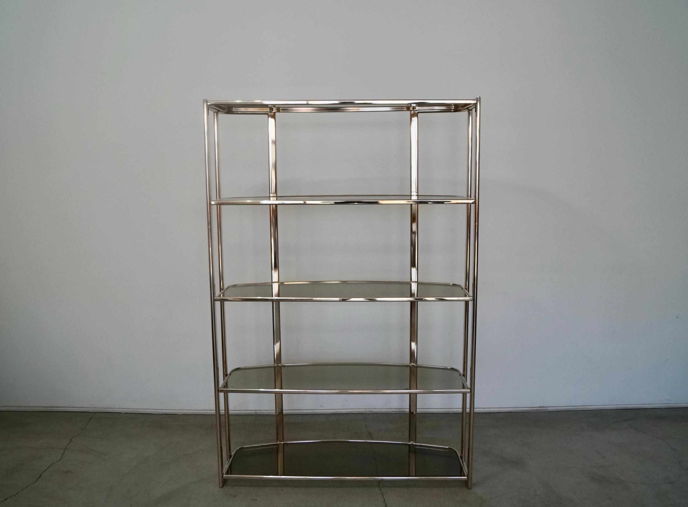 Late 20th Century 1970's Hollywood Regency Brass Shelving Unit Etagere