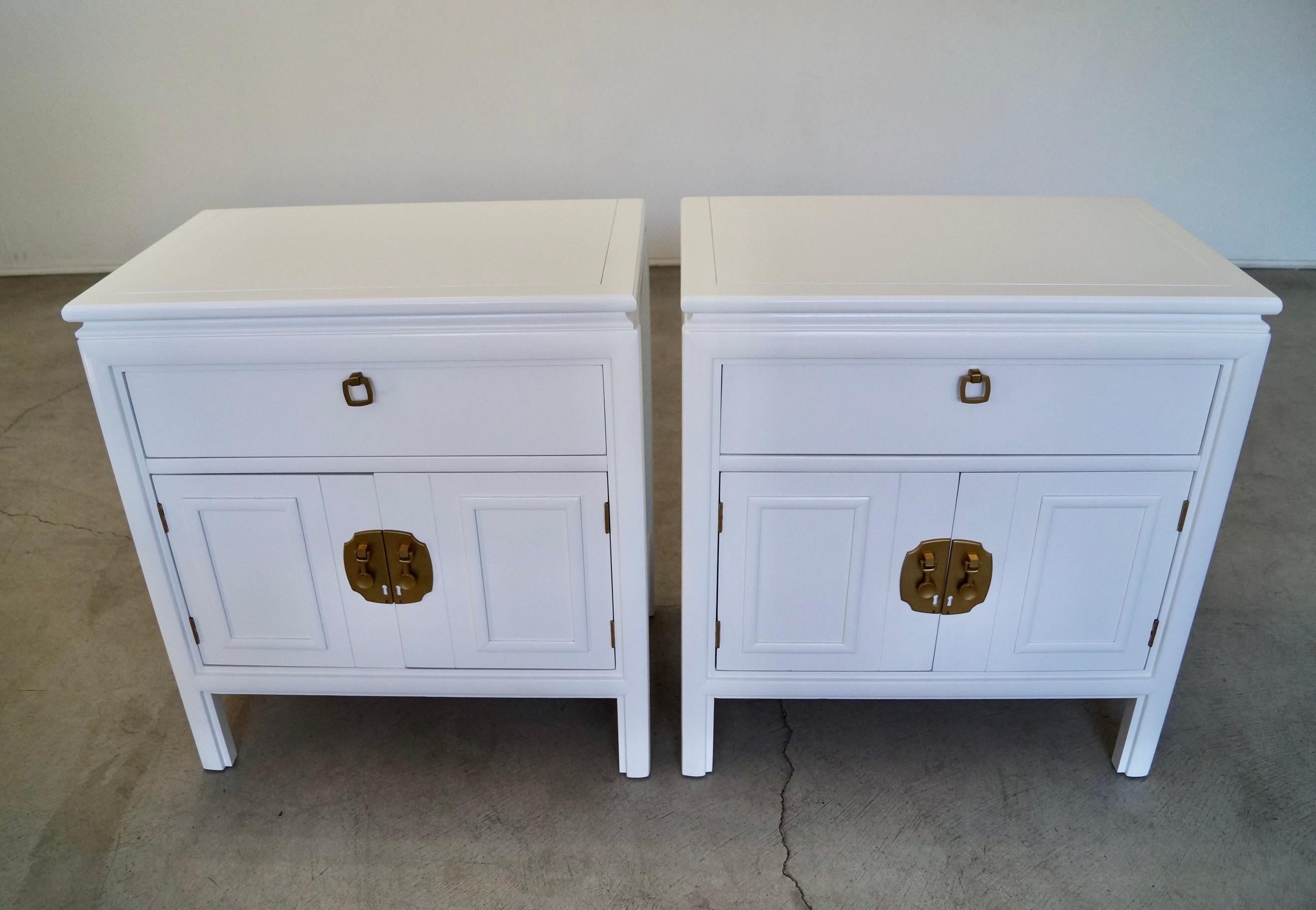 1970's Hollywood Regency Campaign Nightstands, a Pair For Sale 4