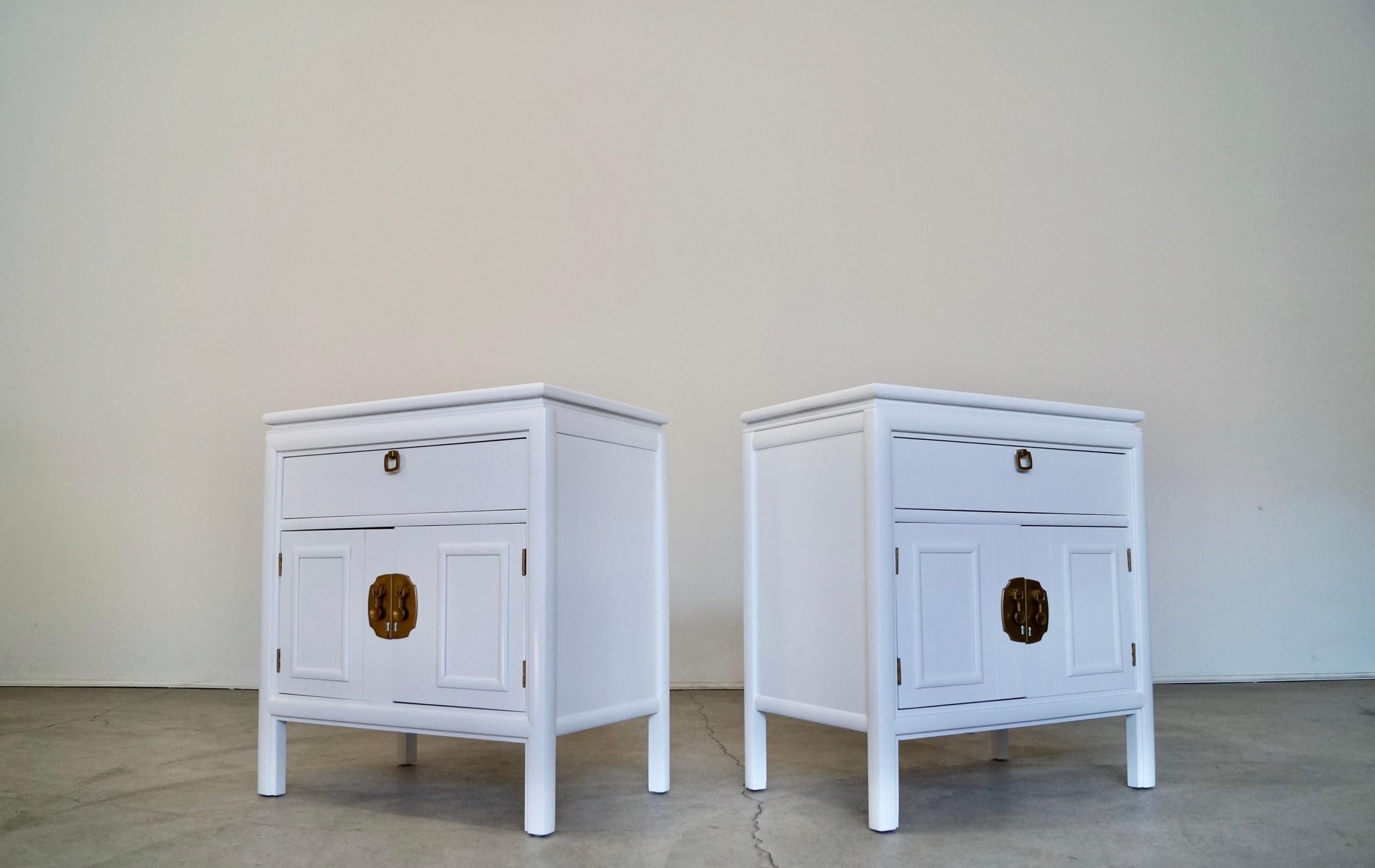 American 1970's Hollywood Regency Campaign Nightstands, a Pair For Sale