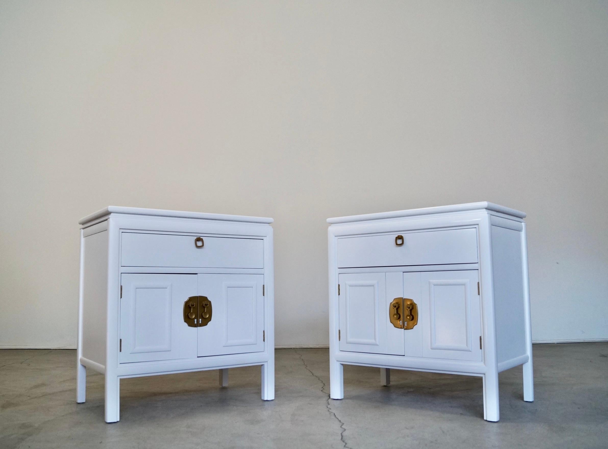 Late 20th Century 1970's Hollywood Regency Campaign Nightstands, a Pair For Sale