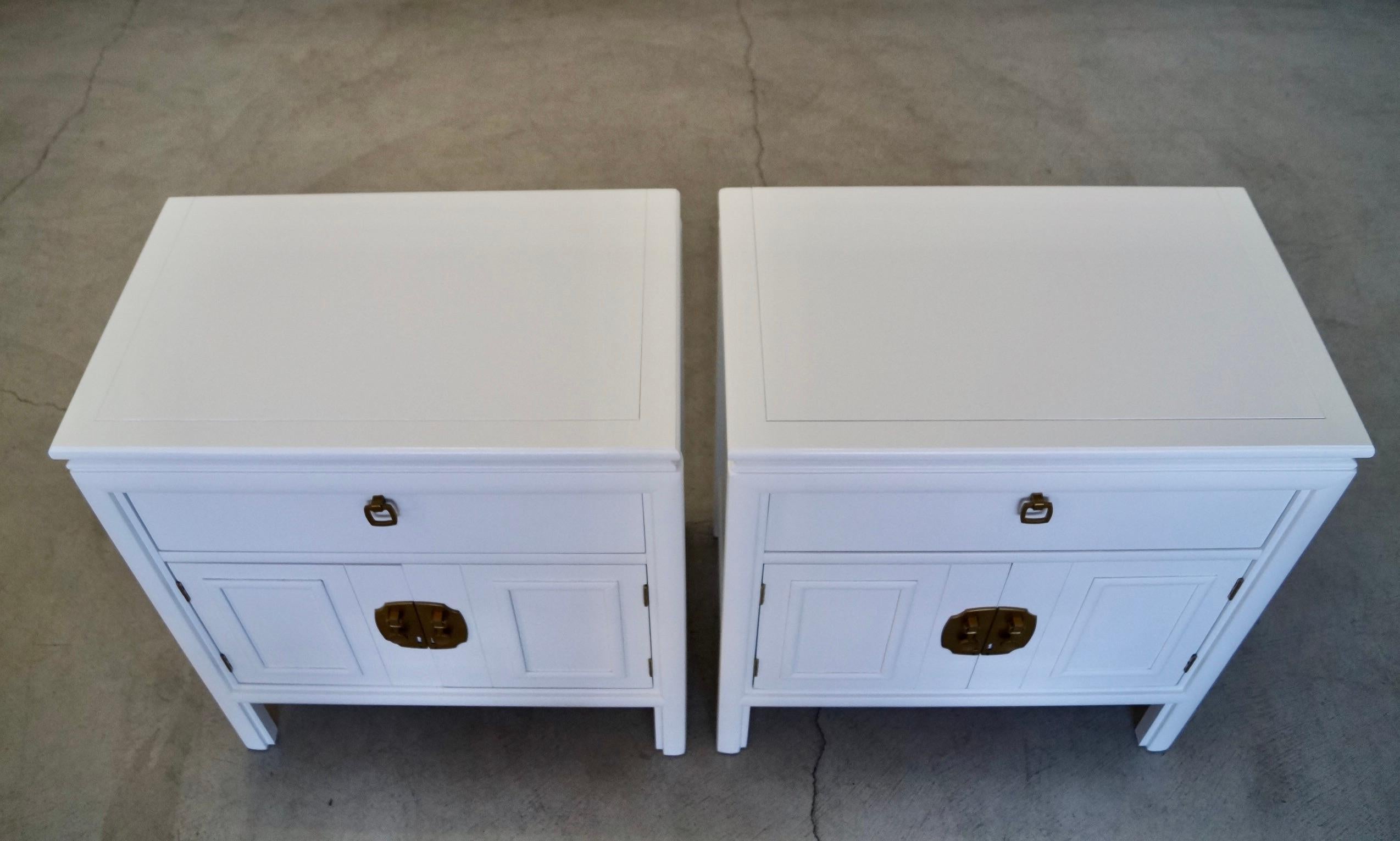 1970's Hollywood Regency Campaign Nightstands, a Pair For Sale 3