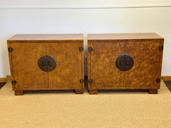 1970s Hollywood Regency Century Furniture Faux Tortoise Cabinets – a Pair