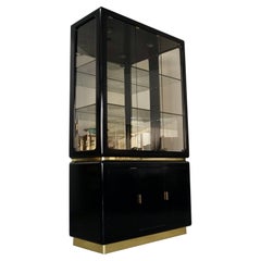 1970's Hollywood Regency China Cabinet in The Manner of Milo Baughman