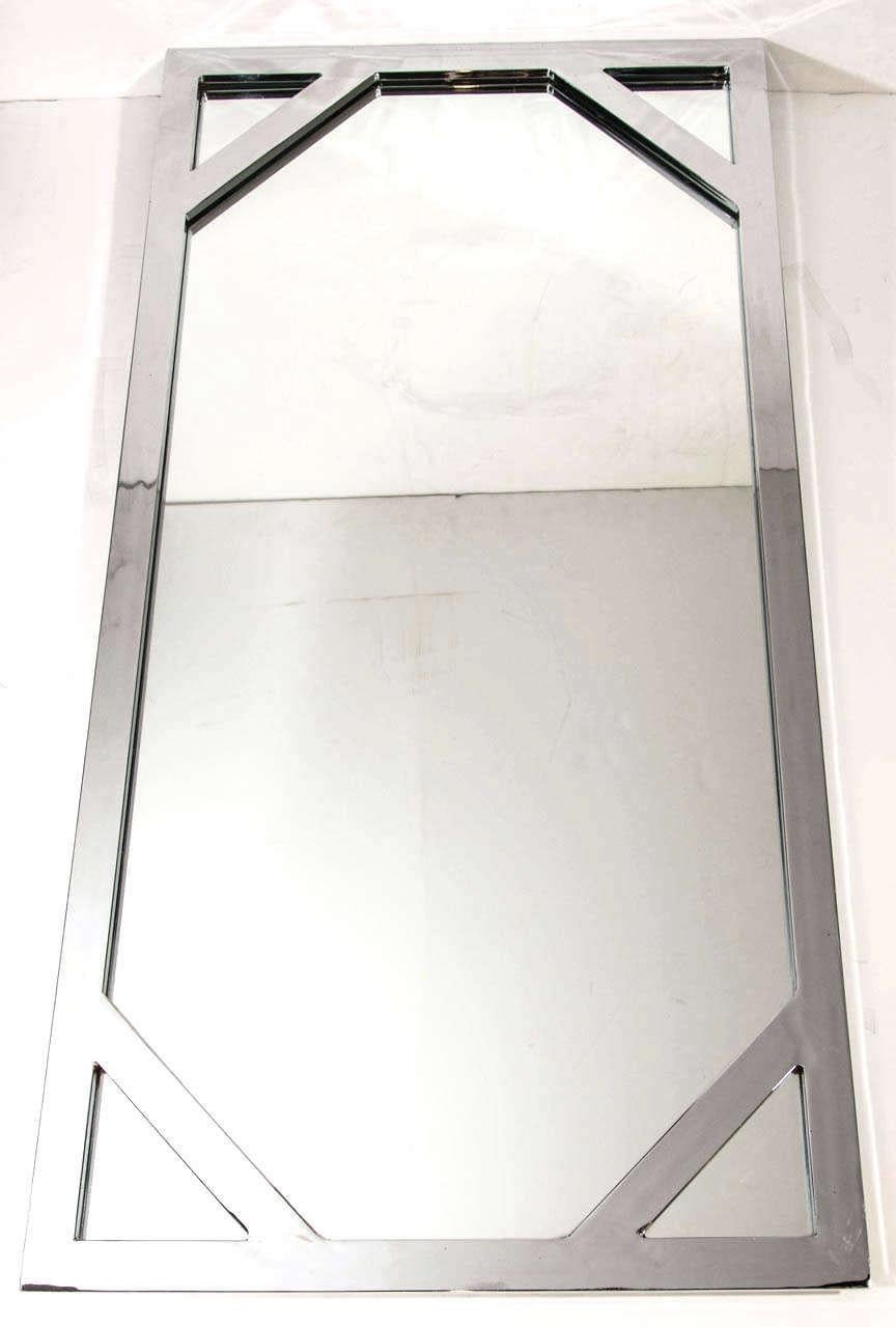 Steel Mid-Century Modern Chrome Mirror with Lattice Design, circa 1970s For Sale