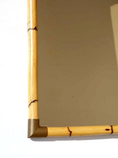 1970s Hollywood Regency Design Bamboo and Brass Wall Mirror