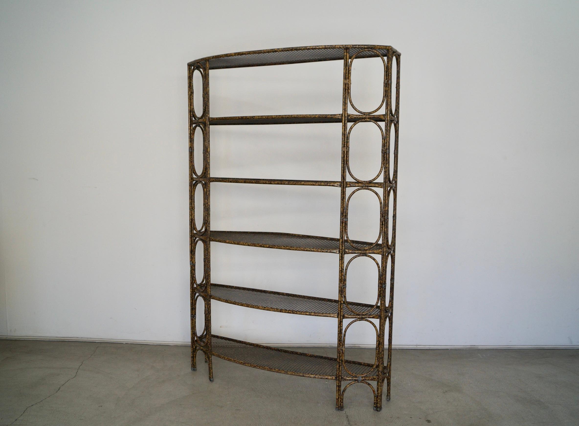 1970s Hollywood Regency Faux Tortoise Metal Shelf Etagere In Excellent Condition In Burbank, CA