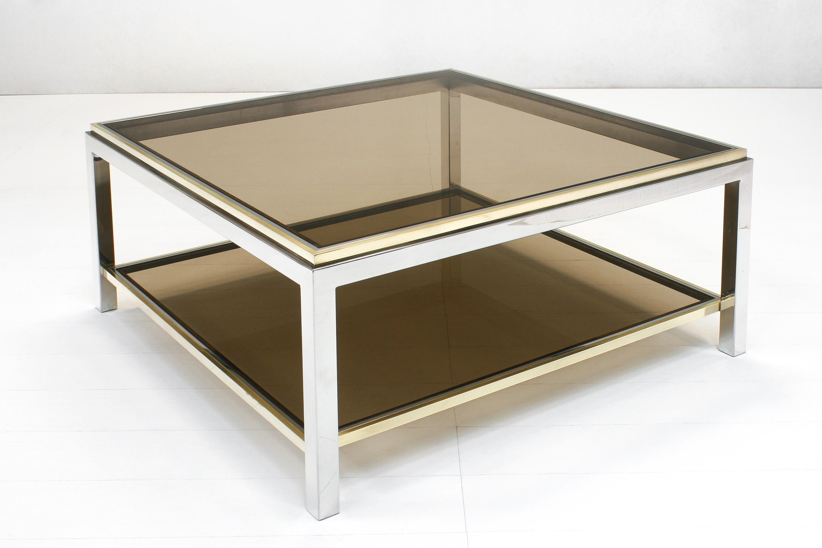 20th Century 1970s Hollywood Regency Flaminia Smoked Glass Coffee & Side Table by Willy Rizzo For Sale