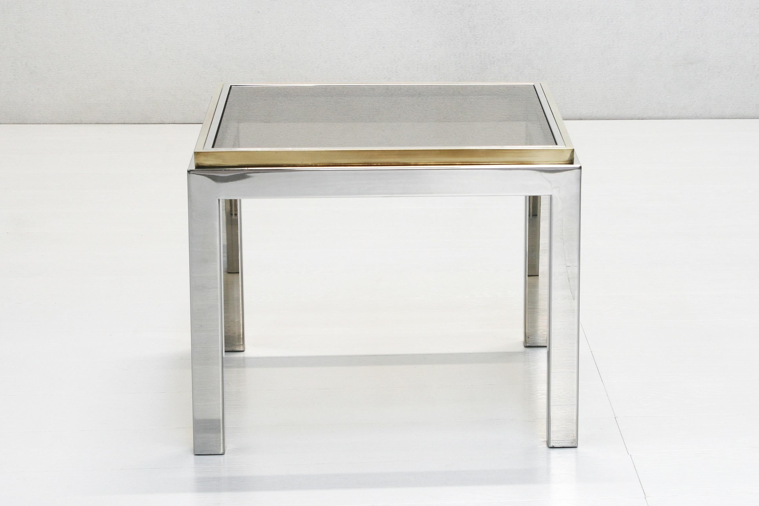 1970s Hollywood Regency Flaminia Smoked Glass Coffee & Side Table by Willy Rizzo For Sale 3