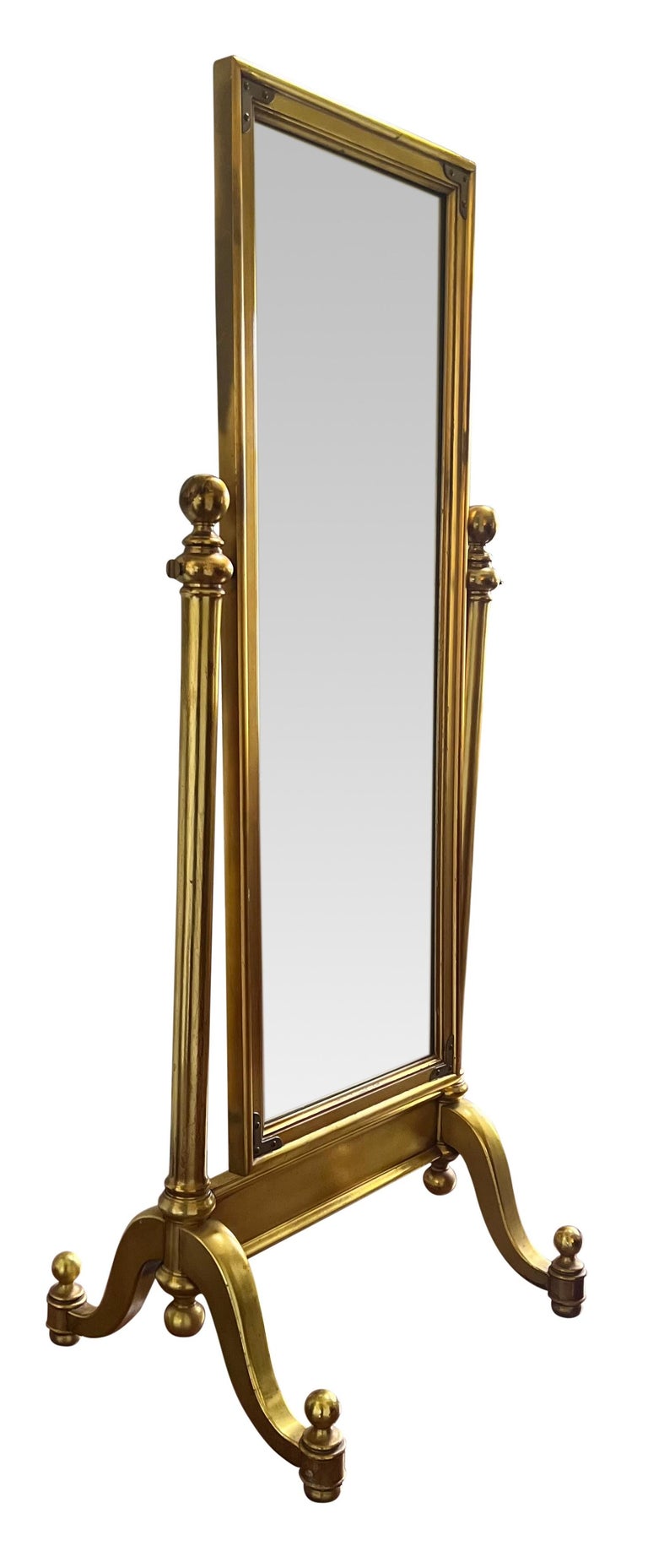 1970's Hollywood Regency Giltwood Cheval Floor Mirror For Sale at 1stDibs