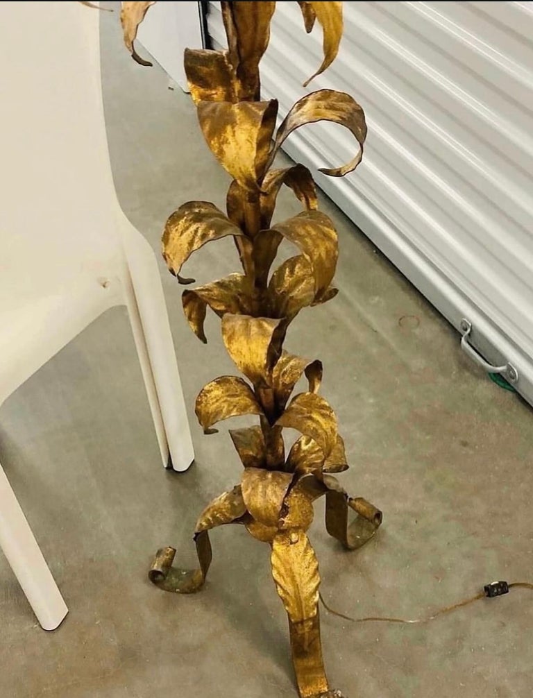 1970s Hollywood Regency Hans Kogl Metal Gold Gilt Lotus Flower