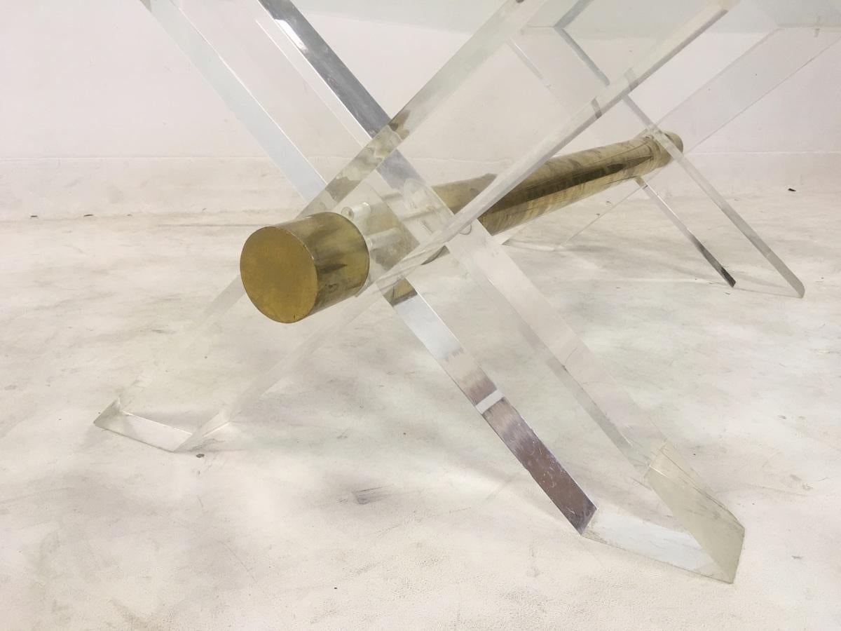 1970s Hollywood Regency Lucite and Brass Coffee Table 3