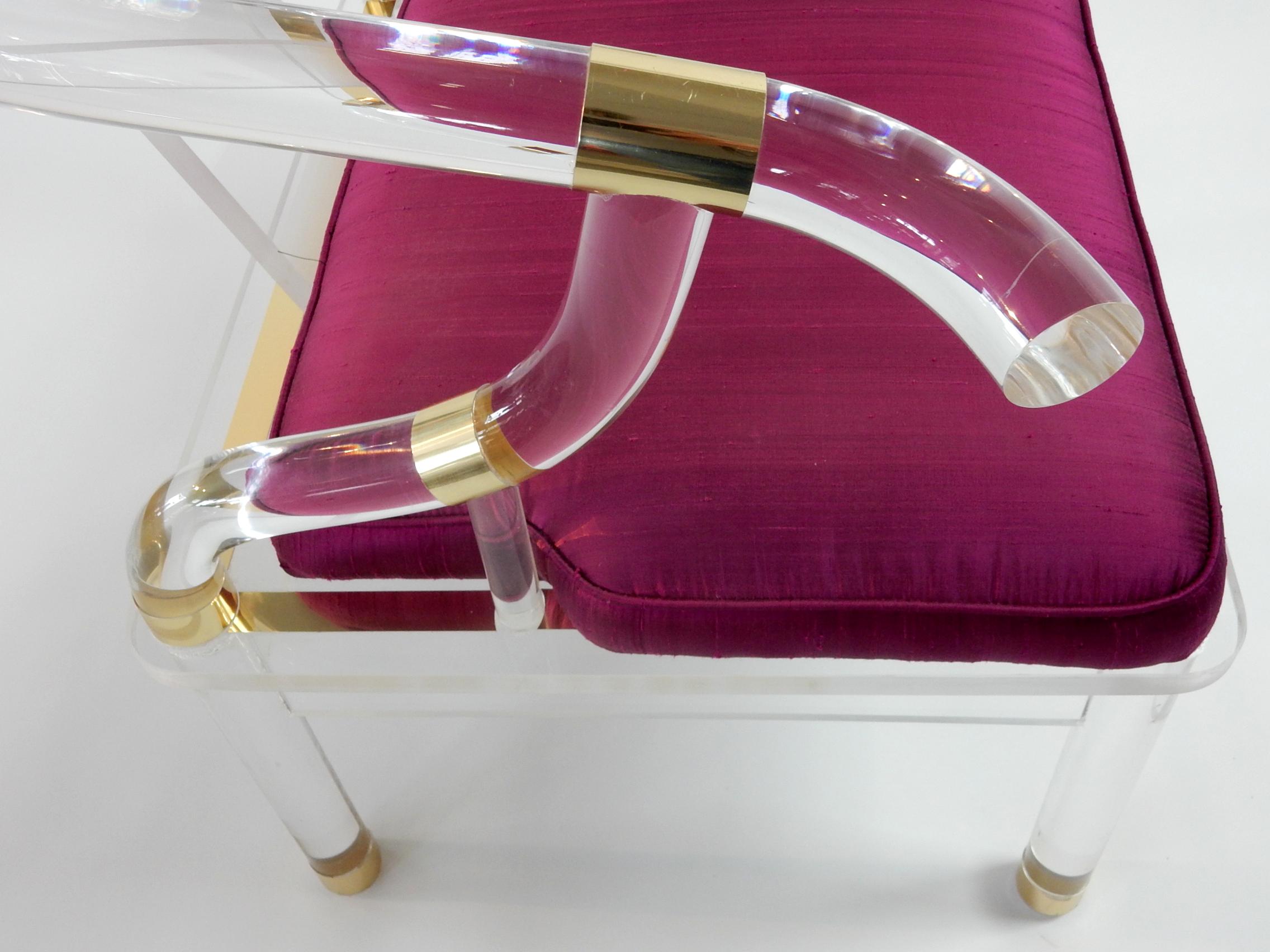Hollywood Regency Lucite and Brass Ming Lounge Chair 2