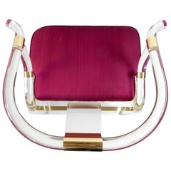 Hollywood Regency Lucite and Brass Ming Lounge Chair