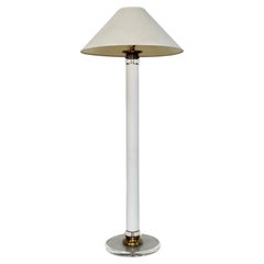1970's Hollywood Regency Lucite, Brass, & Textured Brutalist Metal Floor Lamp