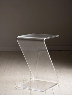 1970s Hollywood Regency Lucite Z Side Table