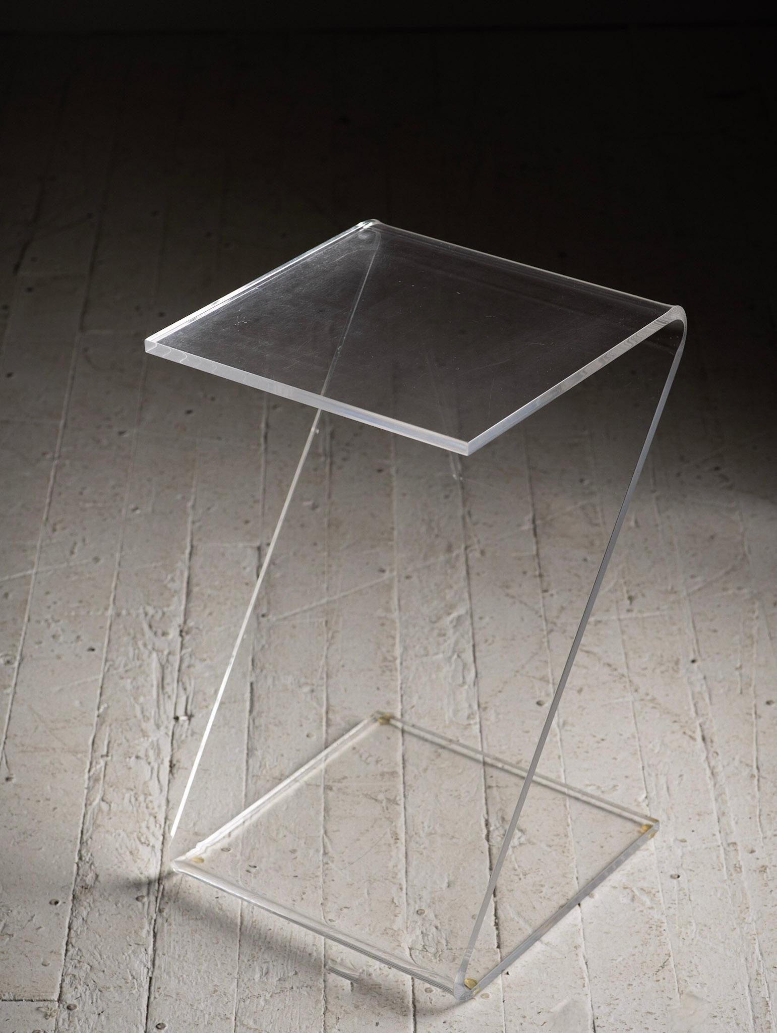 Acrylic 1970s Hollywood Regency Lucite Z Side Table