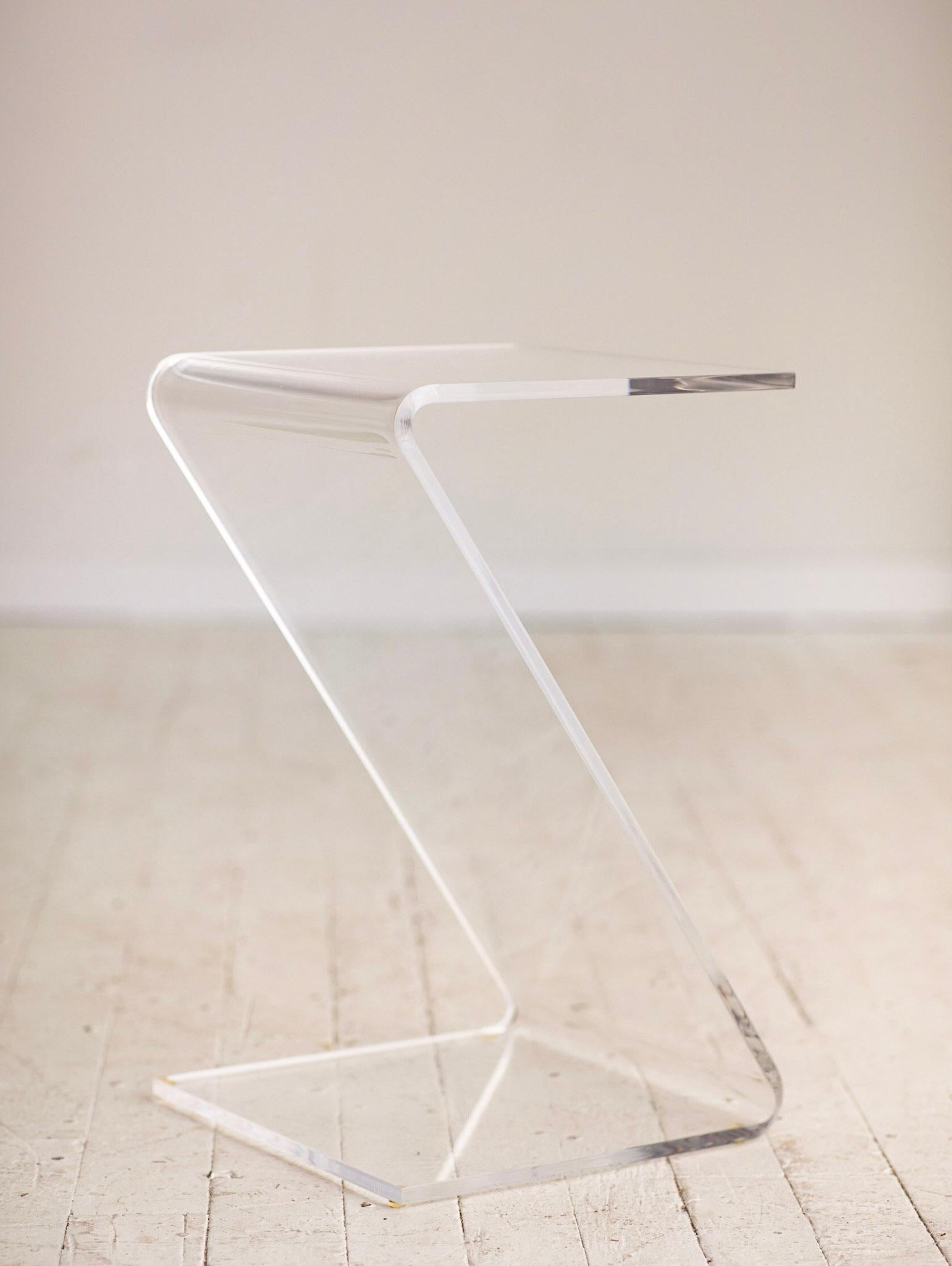 1970s Hollywood Regency Lucite Z Side Table 2