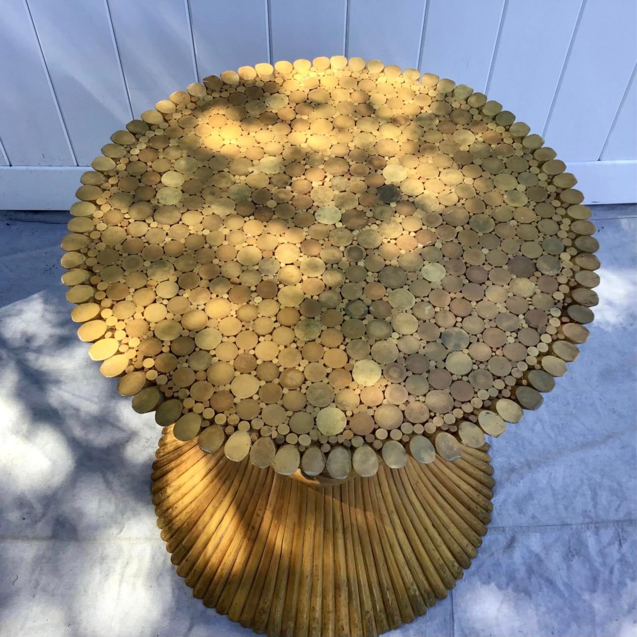 1970s Hollywood Regency McGuire Natural Rattan Bamboo Sheaf of Wheat T 1