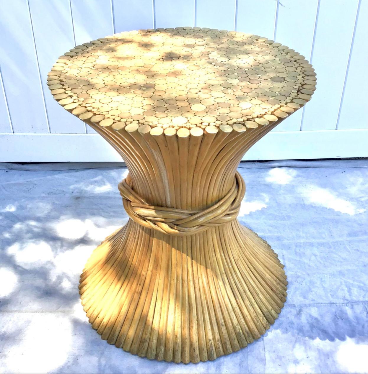 1970s Hollywood Regency McGuire Natural Rattan Bamboo Sheaf of Wheat T 2